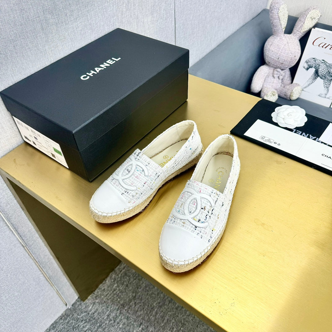 espadrilles white fabric calfskin