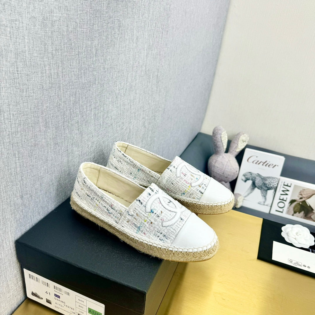 espadrilles white fabric calfskin