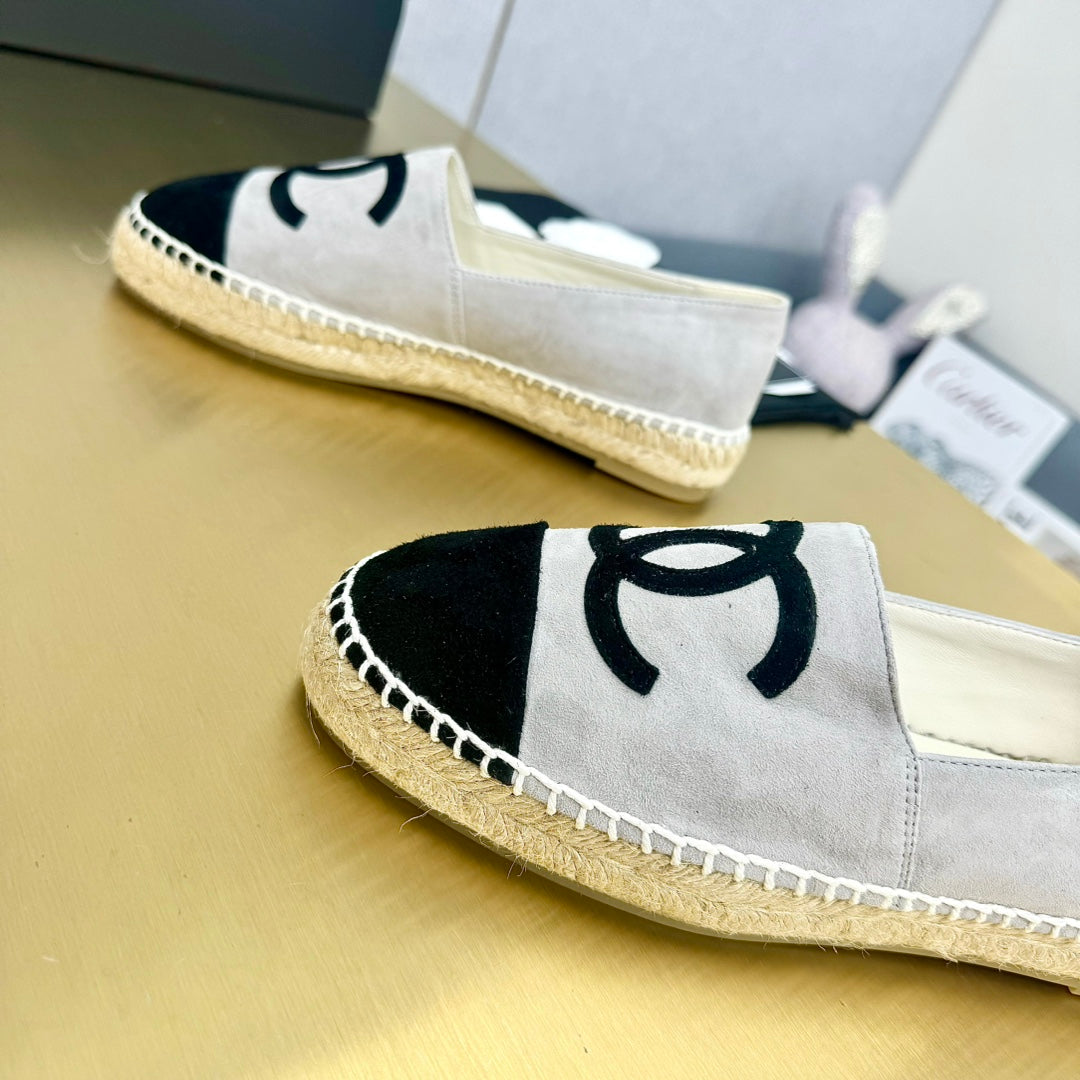 espadrilles grey and black suede