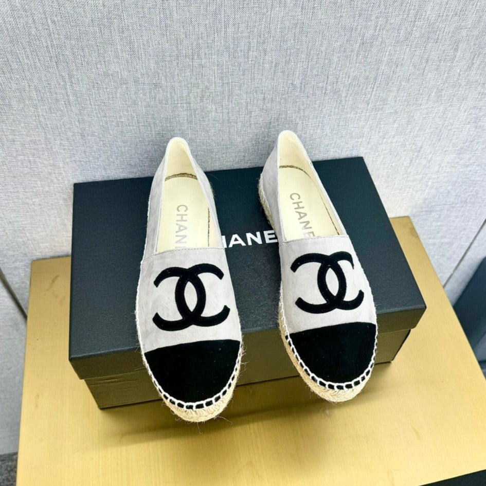 espadrilles grey and black suede