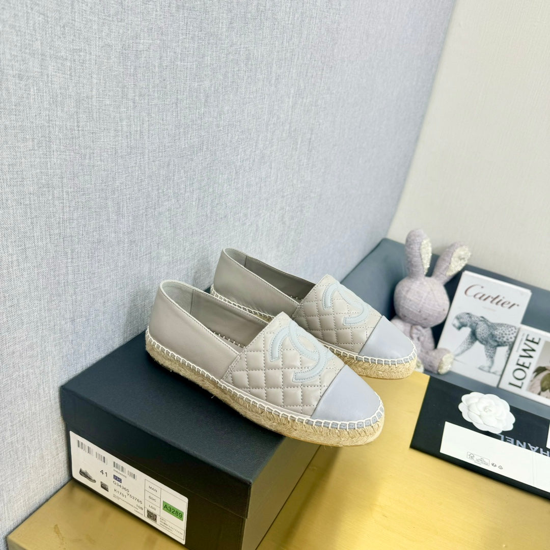espadrilles smoke and silver gray calfskin