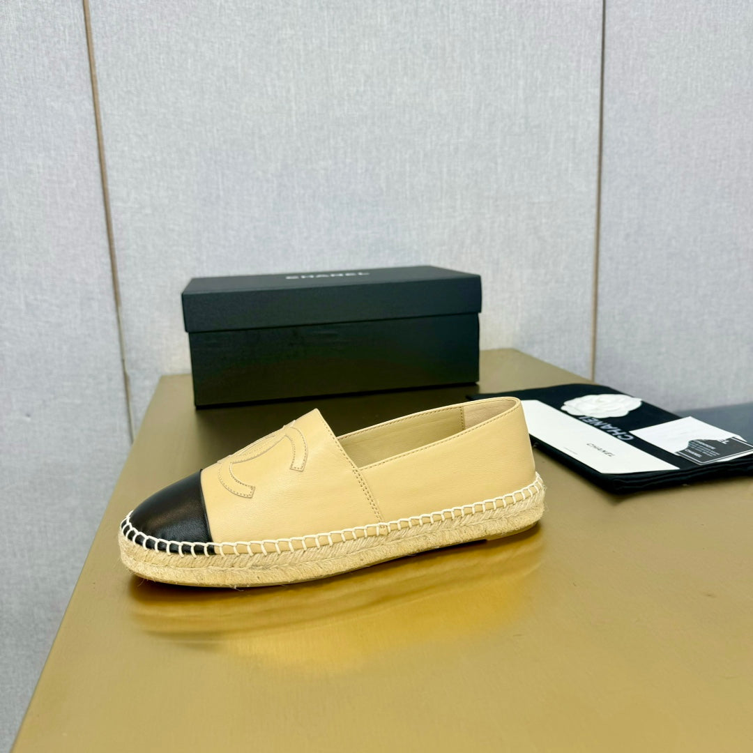 espadrilles light beige and black calfskin