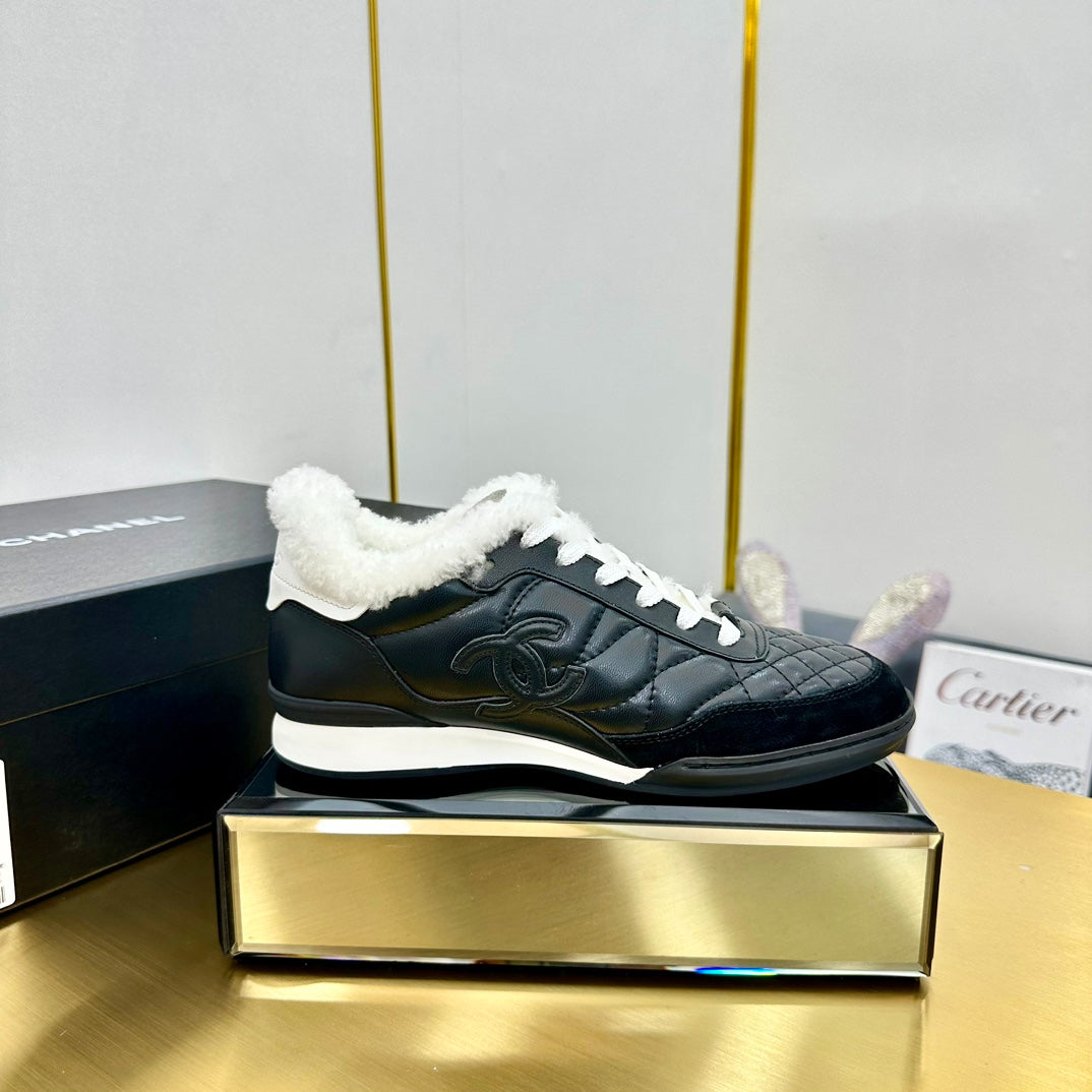 Chanel 2026 Quilted Shearling Sneakers Cowhide 986965