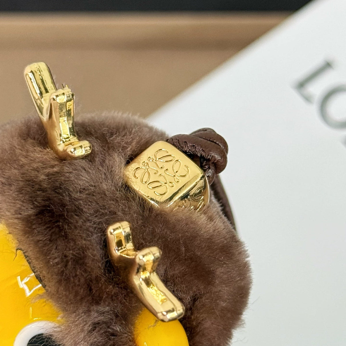 Loewe Puzz Little Elf Reindeer Charm Brown Yellow Wool