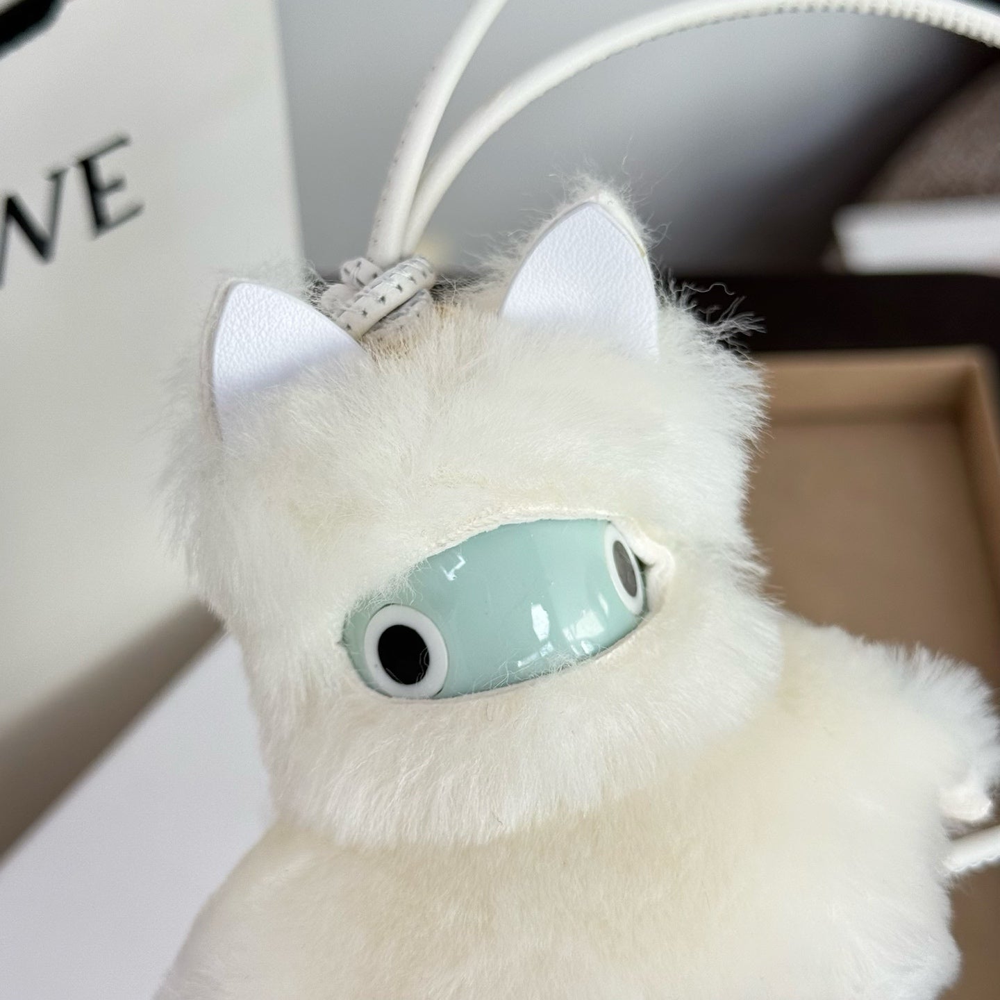 Loewe Snow Bunny Charm White Shearling and Acetate