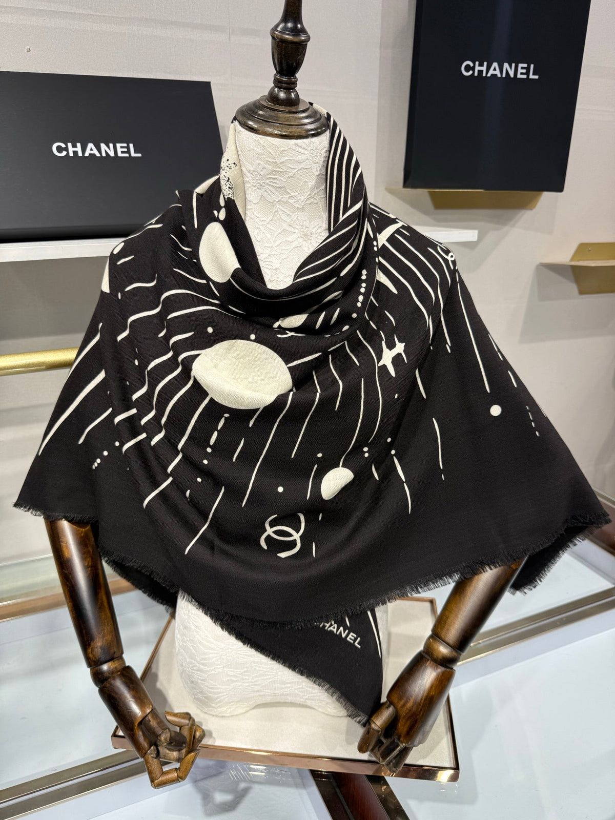 Chanel 2026 Cosmic Star Scarf 140cm Silk And Cashmere 215140