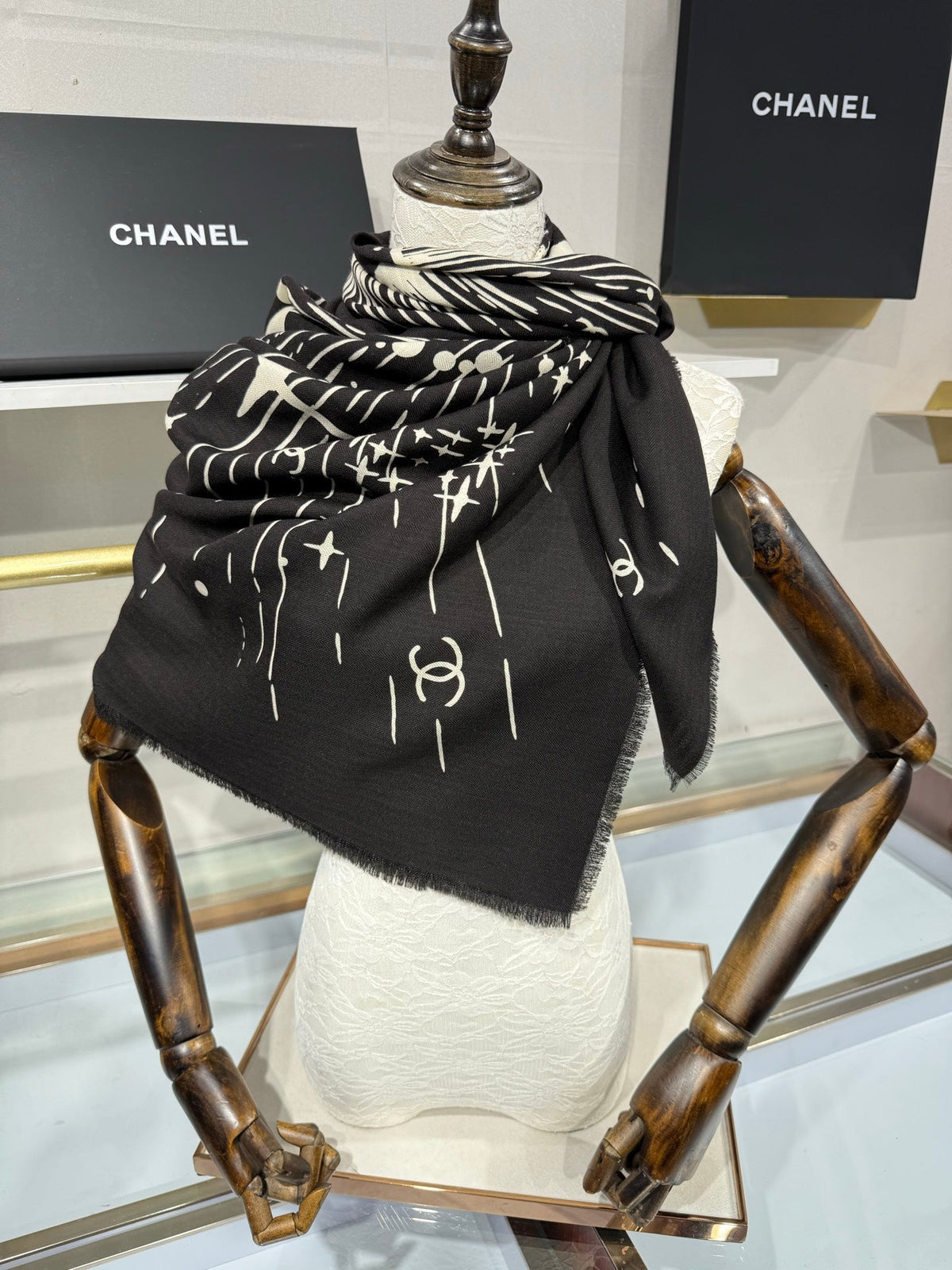 Chanel 2026 Cosmic Star Scarf 140cm Silk And Cashmere 215140