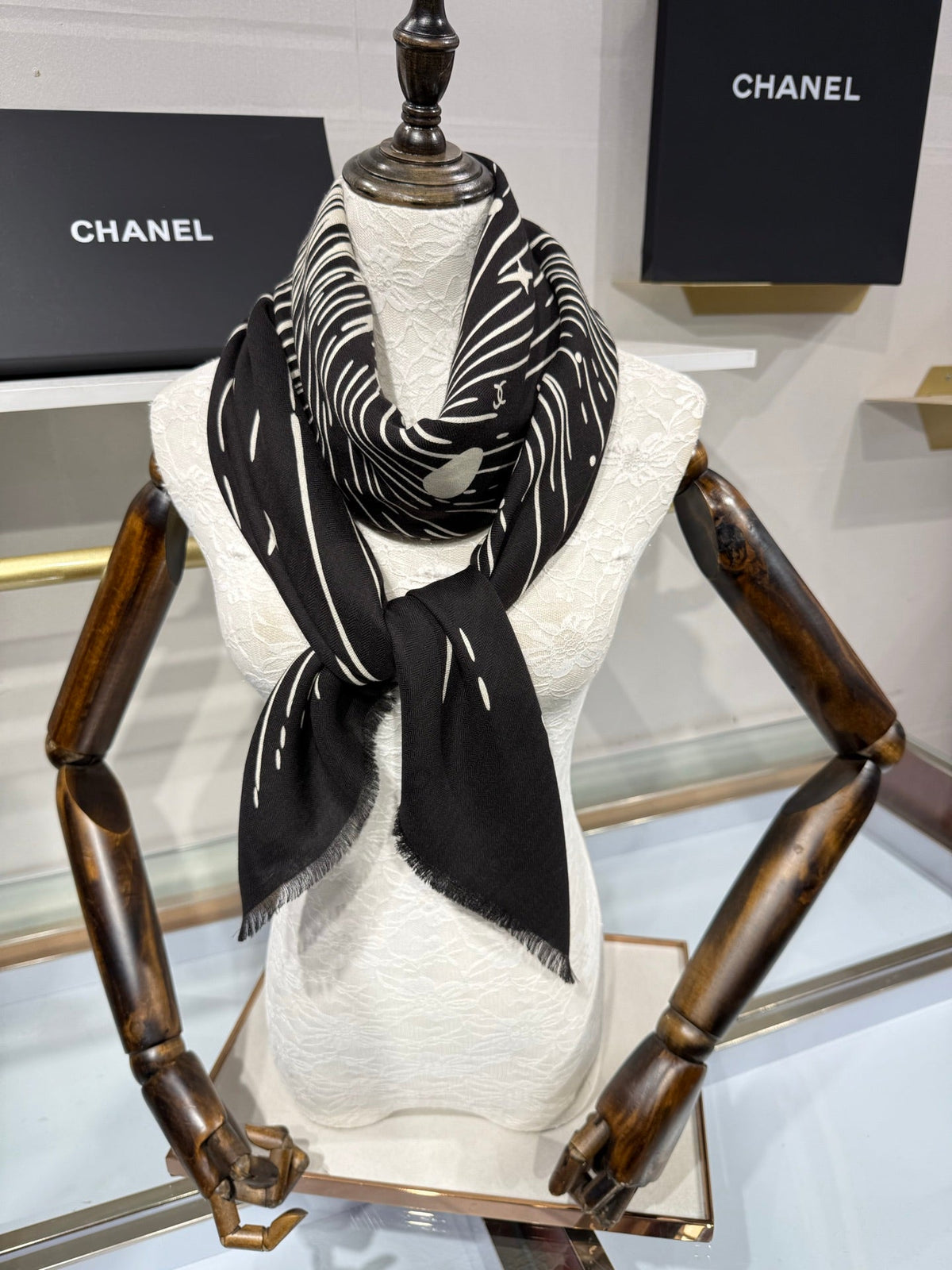 Chanel 2026 Cosmic Star Scarf 140cm Silk And Cashmere 215140