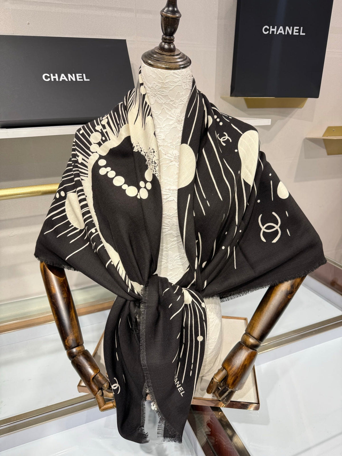 Chanel 2026 Cosmic Star Scarf 140cm Silk And Cashmere 215140