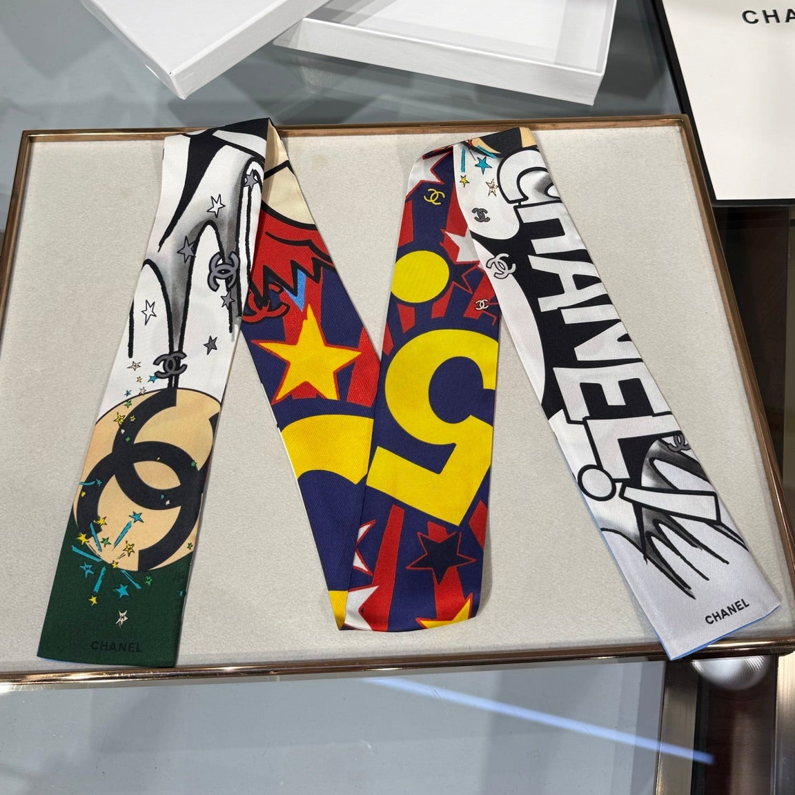 Chanel 2026 Bandeau Scarf 120cm Colorful Silk 215593