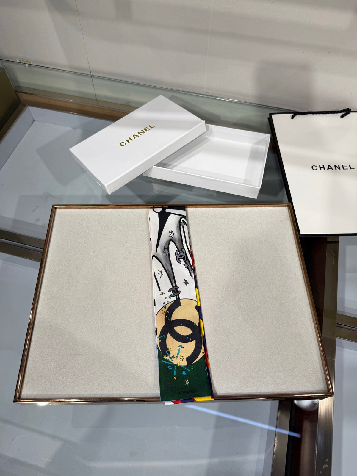 Chanel 2026 Bandeau Scarf 120cm Colorful Silk 215593