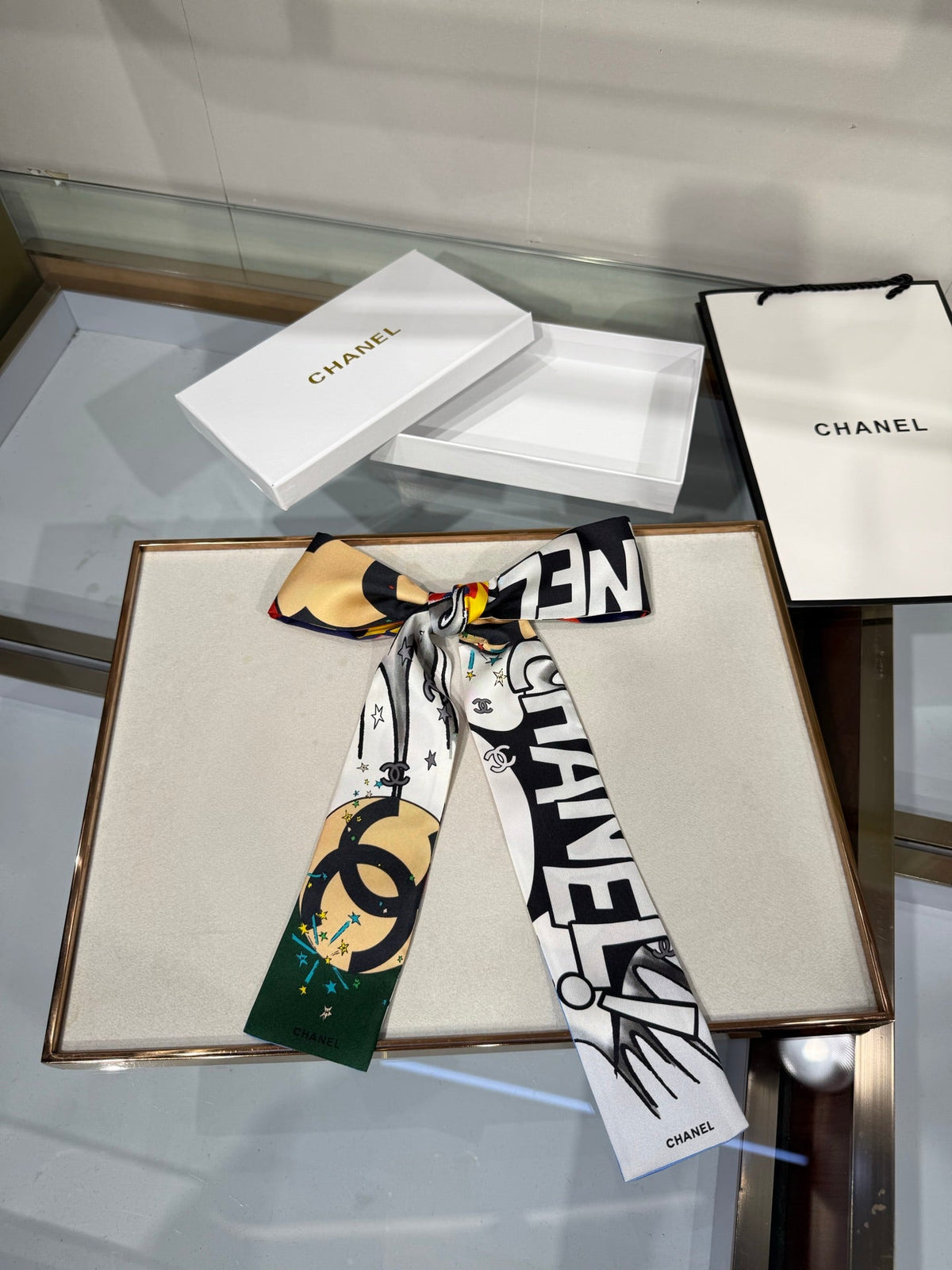 Chanel 2026 Bandeau Scarf 120cm Colorful Silk 215593