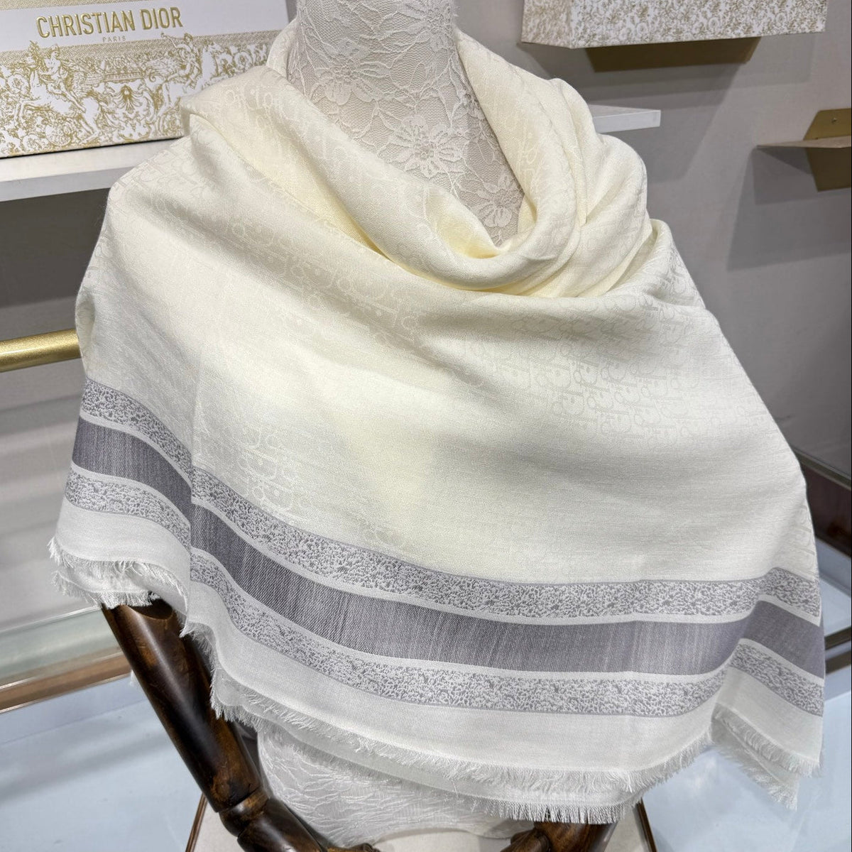 Dior 2026 Oblique Scarf 140cm Cashmere And Silk 217009