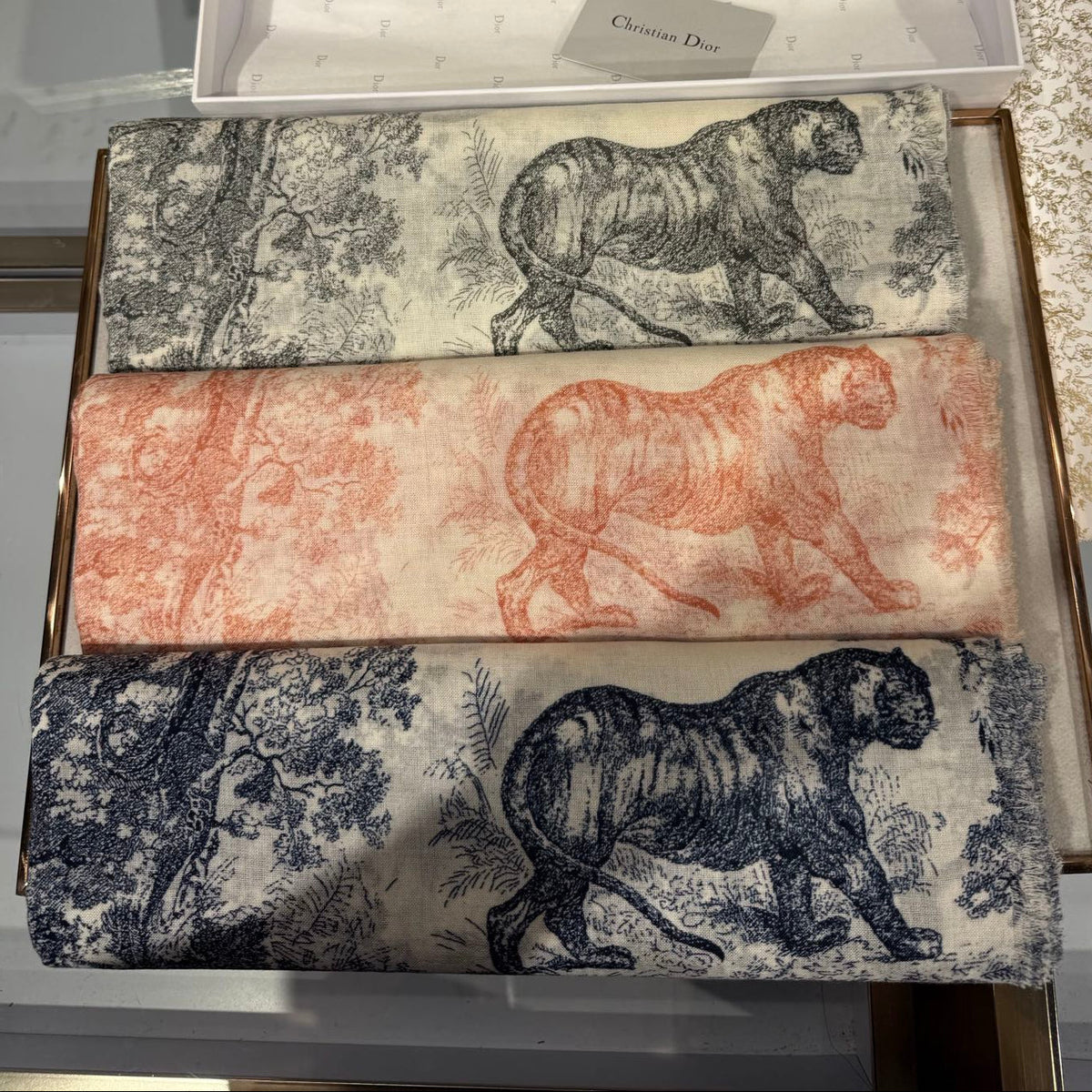 Dior 2026 Toile De Jouy Print Scarf 190cm Cashmere And Silk 217016