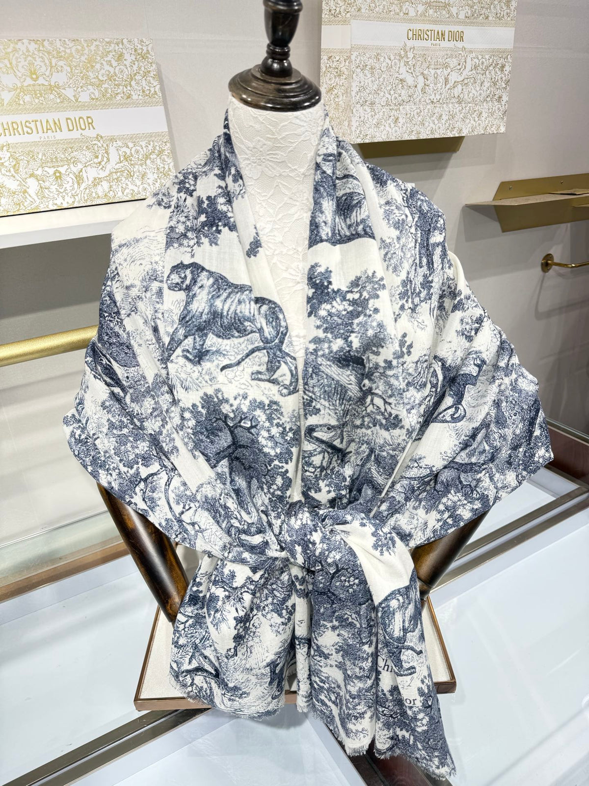 Dior 2026 Toile De Jouy Print Scarf 190cm Cashmere And Silk 217016
