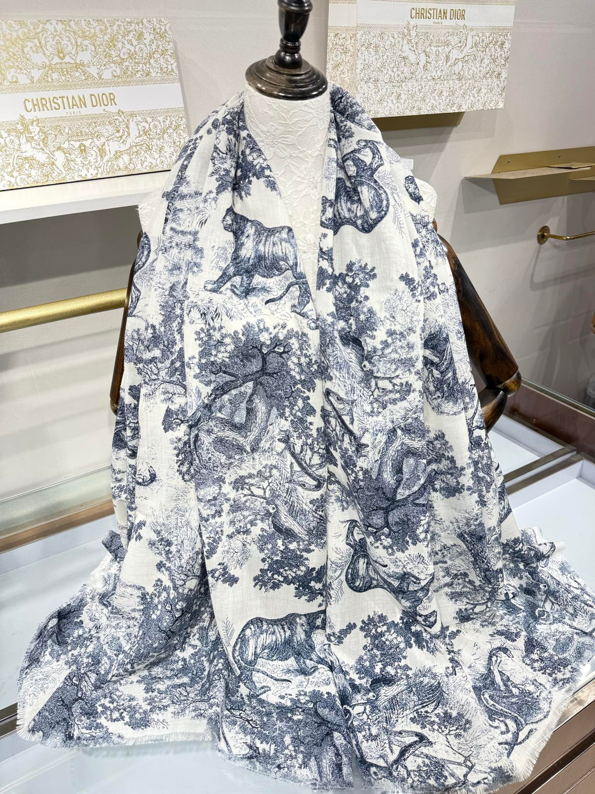 Dior 2026 Toile De Jouy Print Scarf 190cm Cashmere And Silk 217016