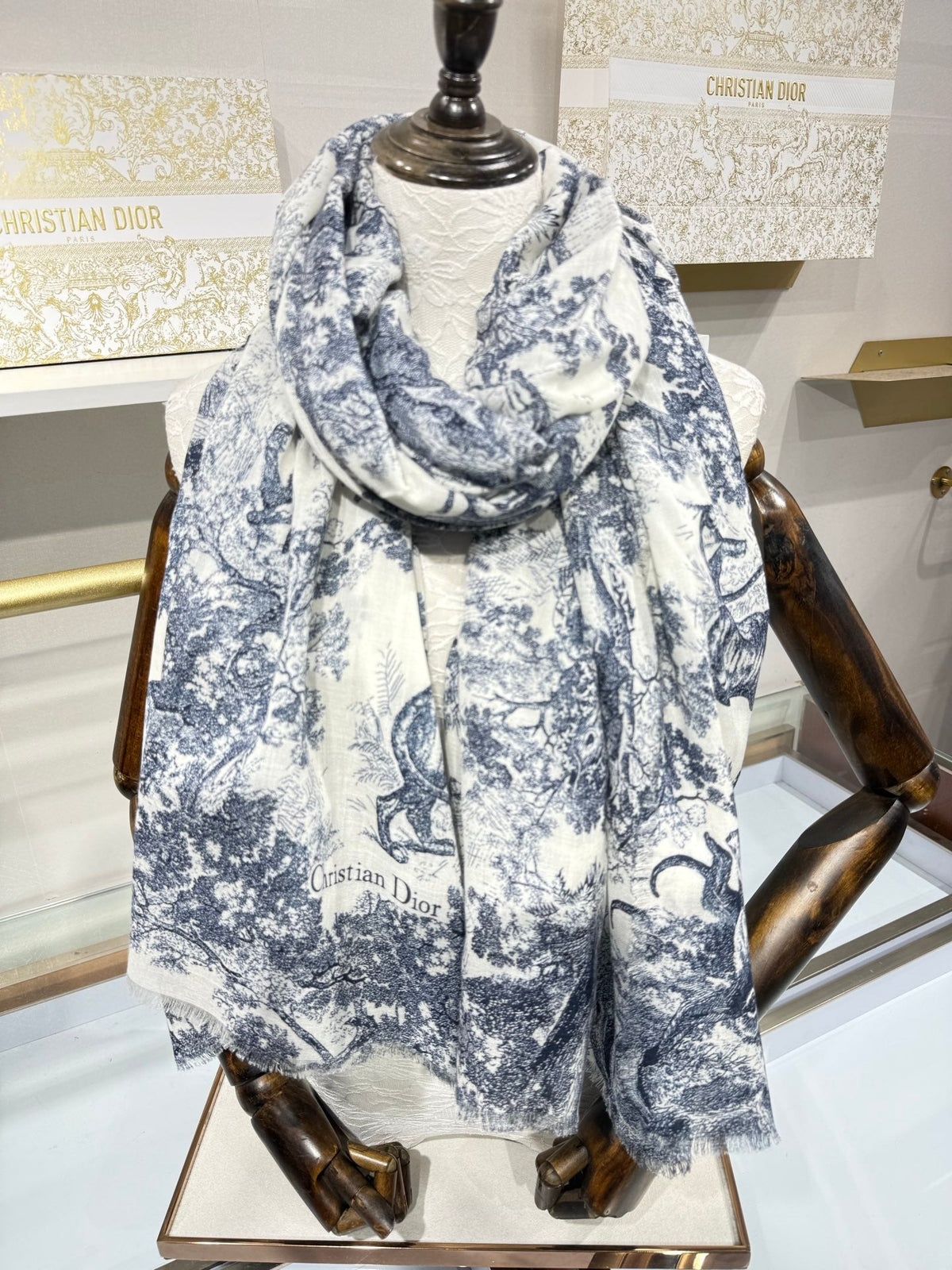 Dior 2026 Toile De Jouy Print Scarf 190cm Cashmere And Silk 217016