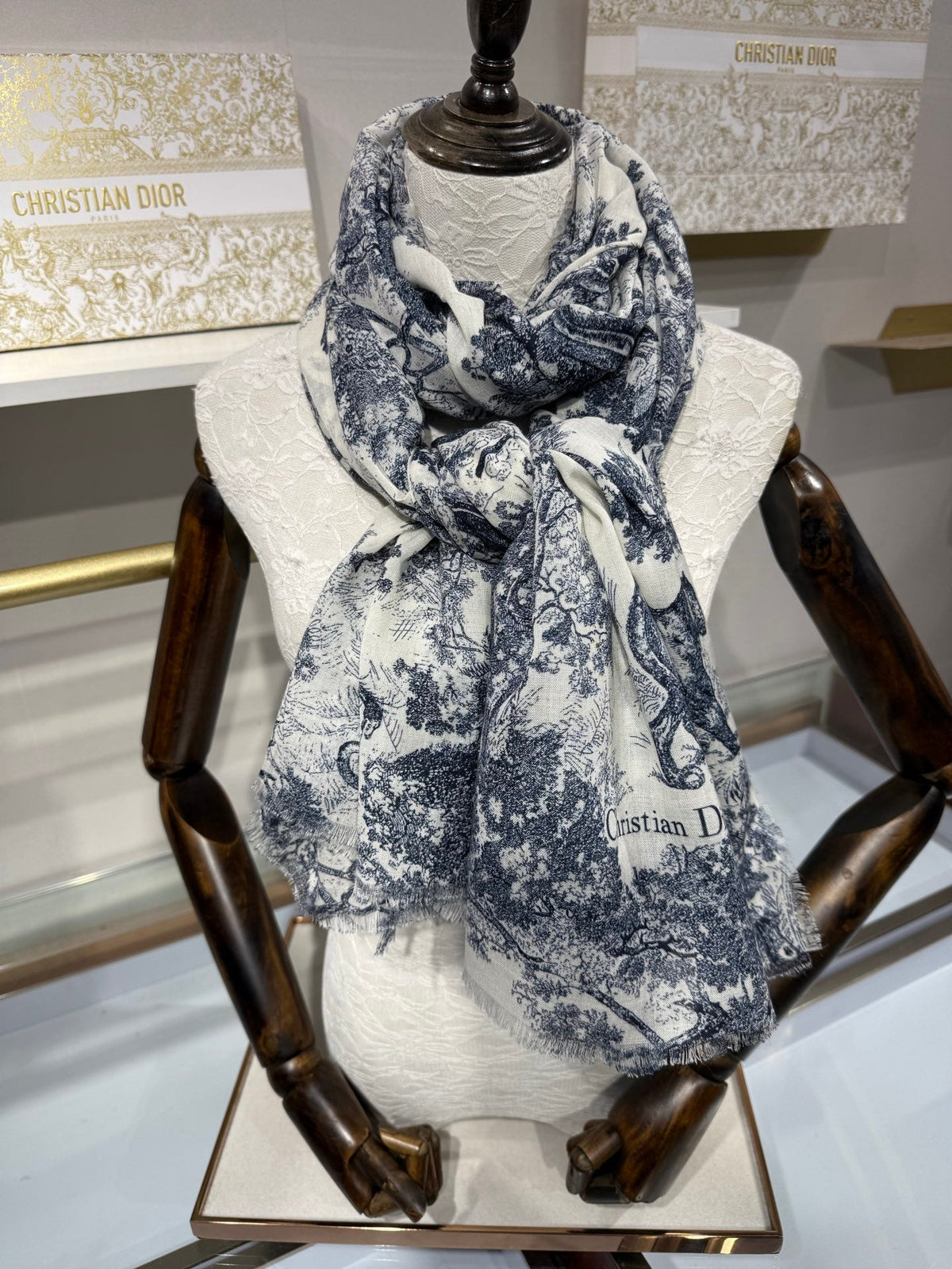 Dior 2026 Toile De Jouy Print Scarf 190cm Cashmere And Silk 217016