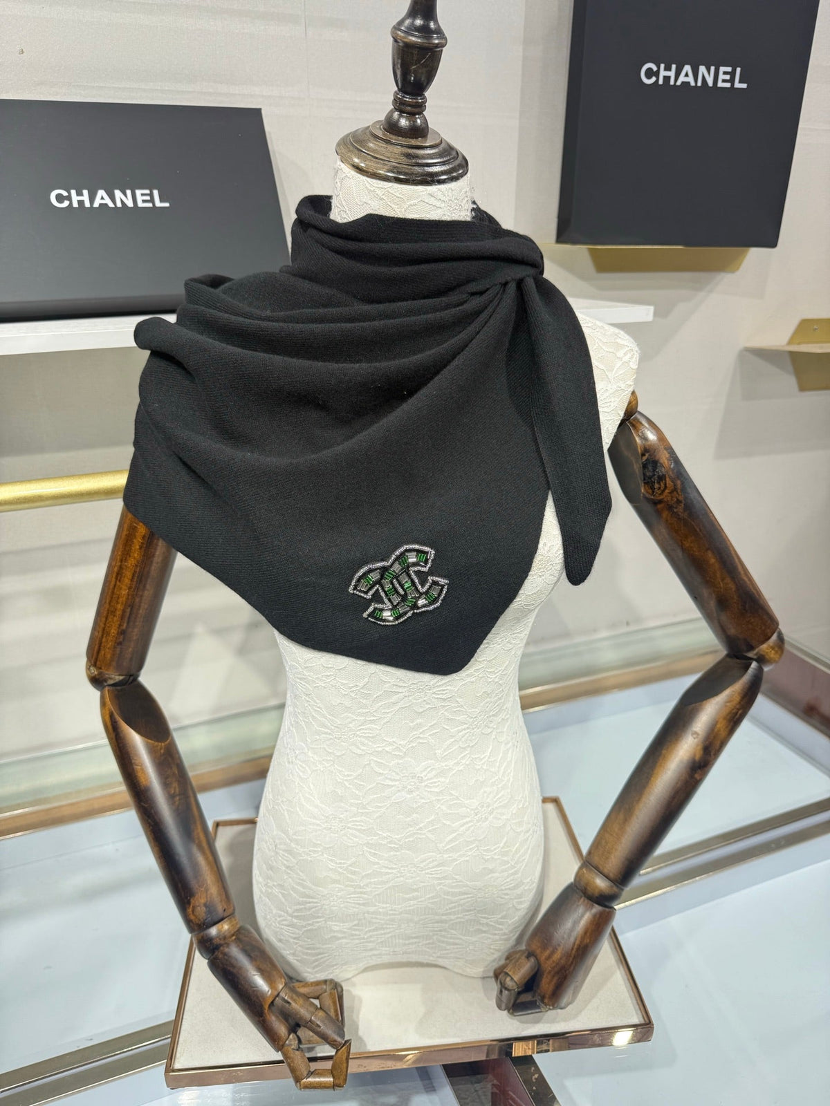 Chanel 2026 Logo CC Triangle Scarf 190cm Wool 217109