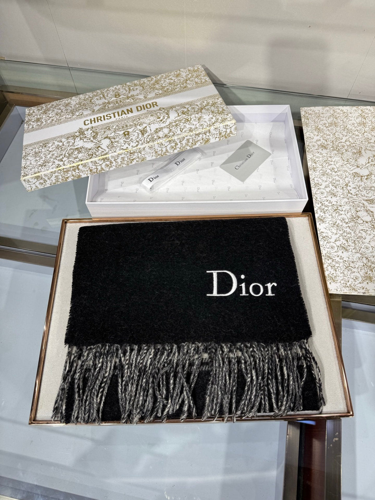 Dior 2026 Scarf 180cm Black Wool 217190