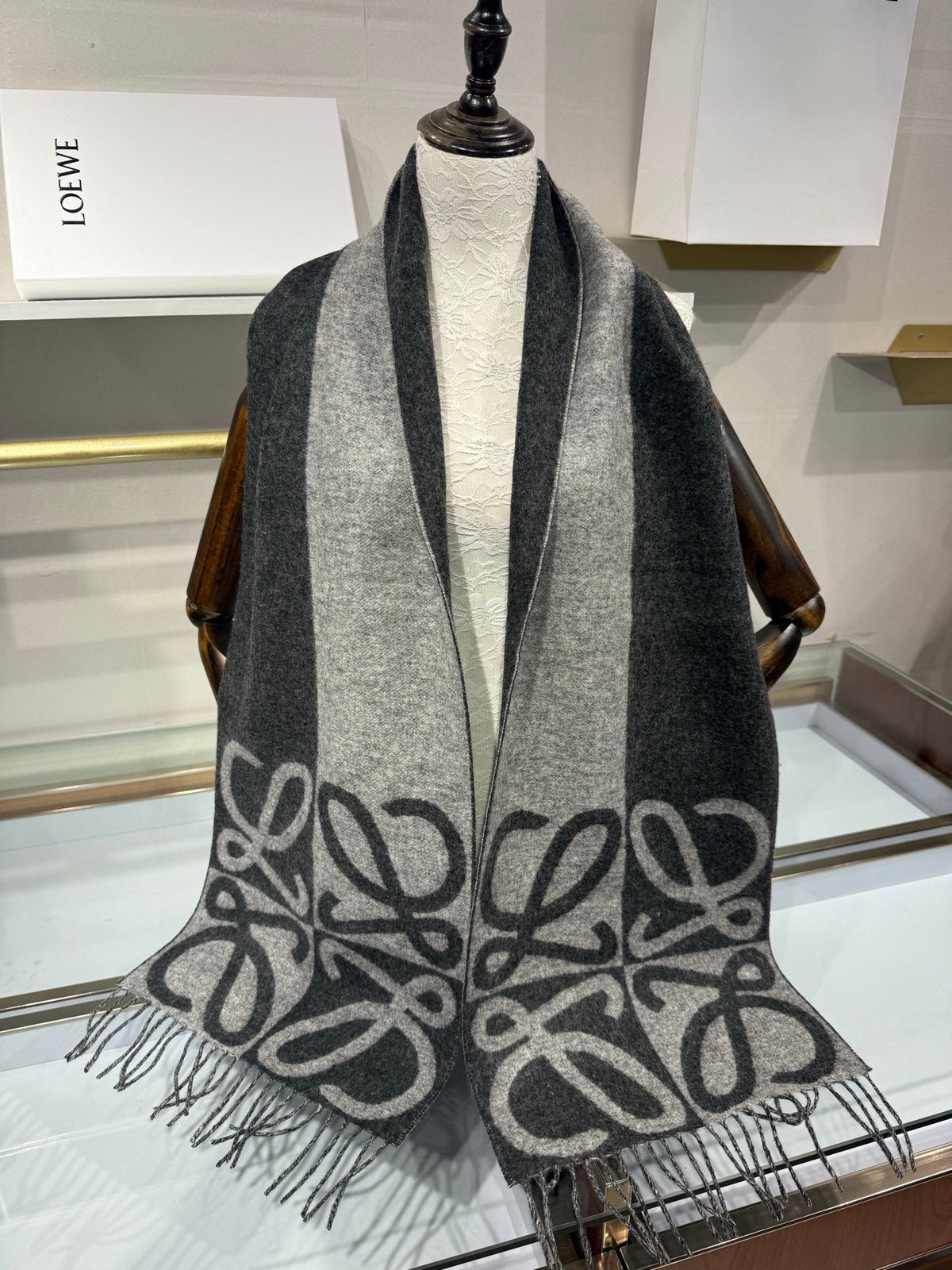 Loewe 2026 Anagram Jacquard Scarf 180cm Wool And Cashmere 217384