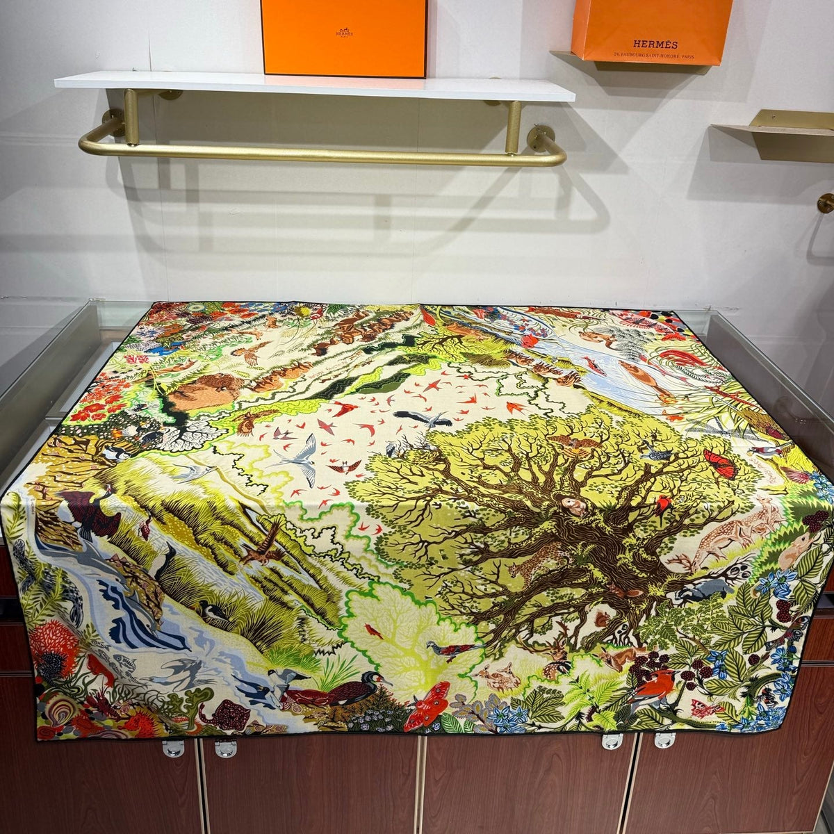 Hermes 2026 Rewilding Nature Scarf 140cm Green Cashmere Silk 217522
