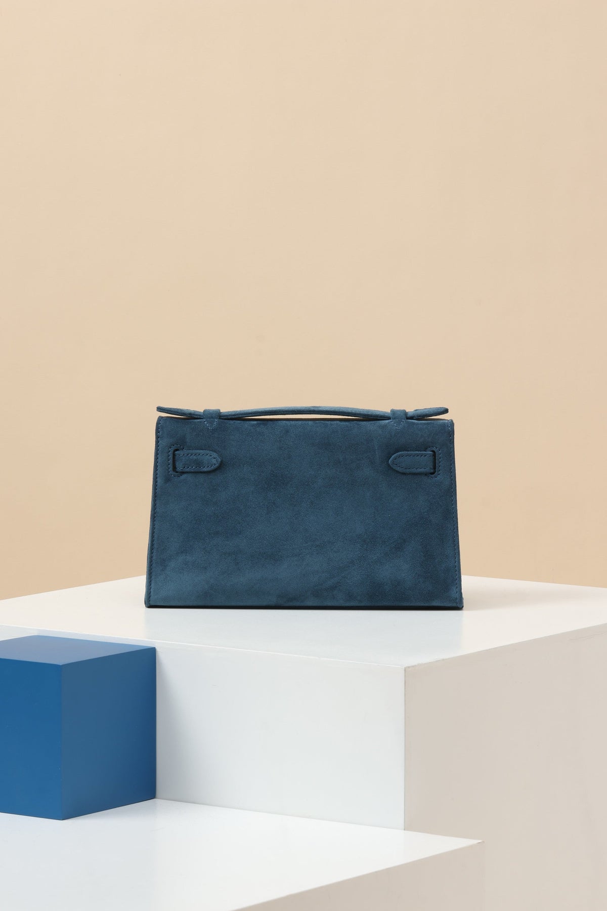 High-end Hermes 2026 Kelly Pochette 22cm Bag Navy Blue Suede
