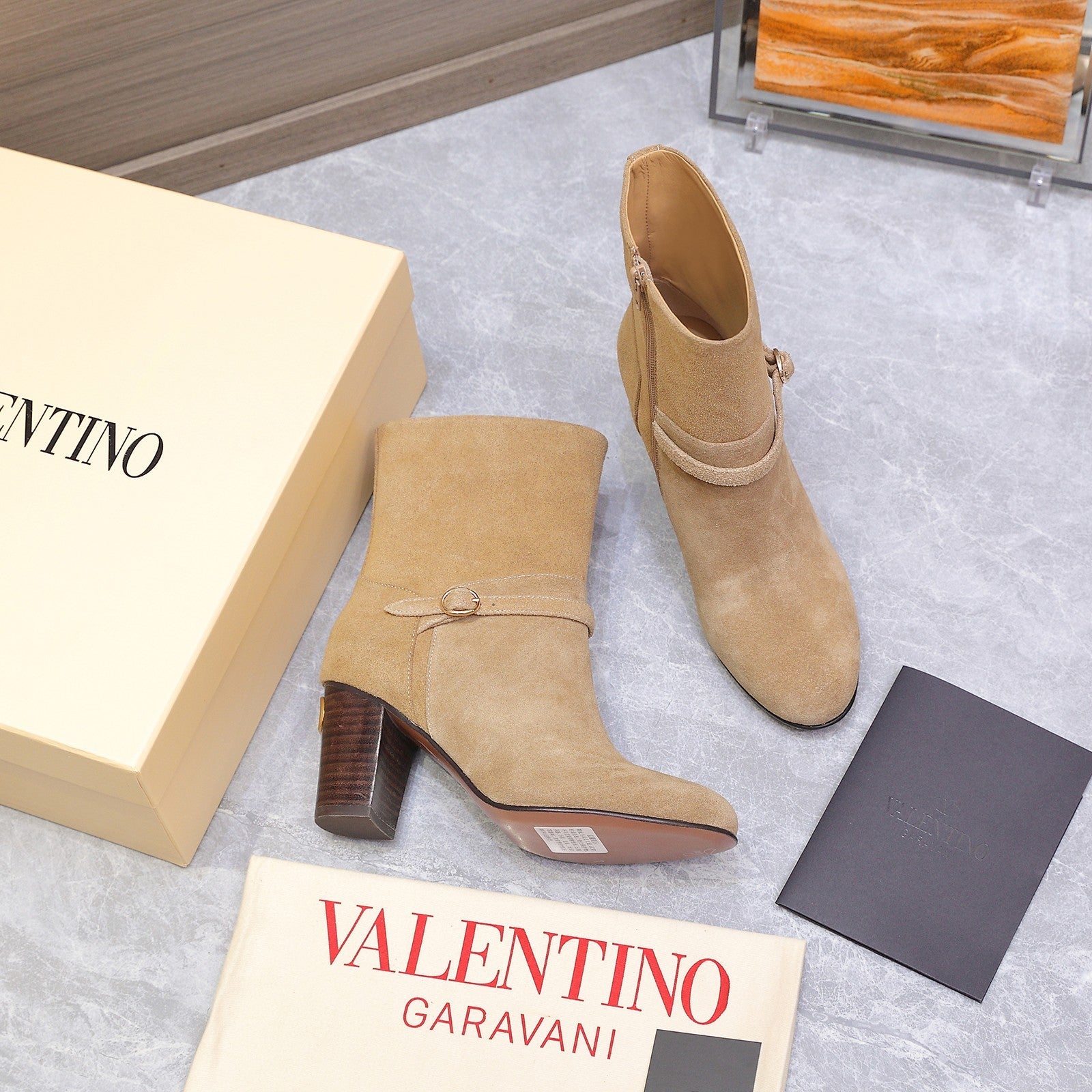 Valentino 2025 Heeled Boot Tan Suede 547598