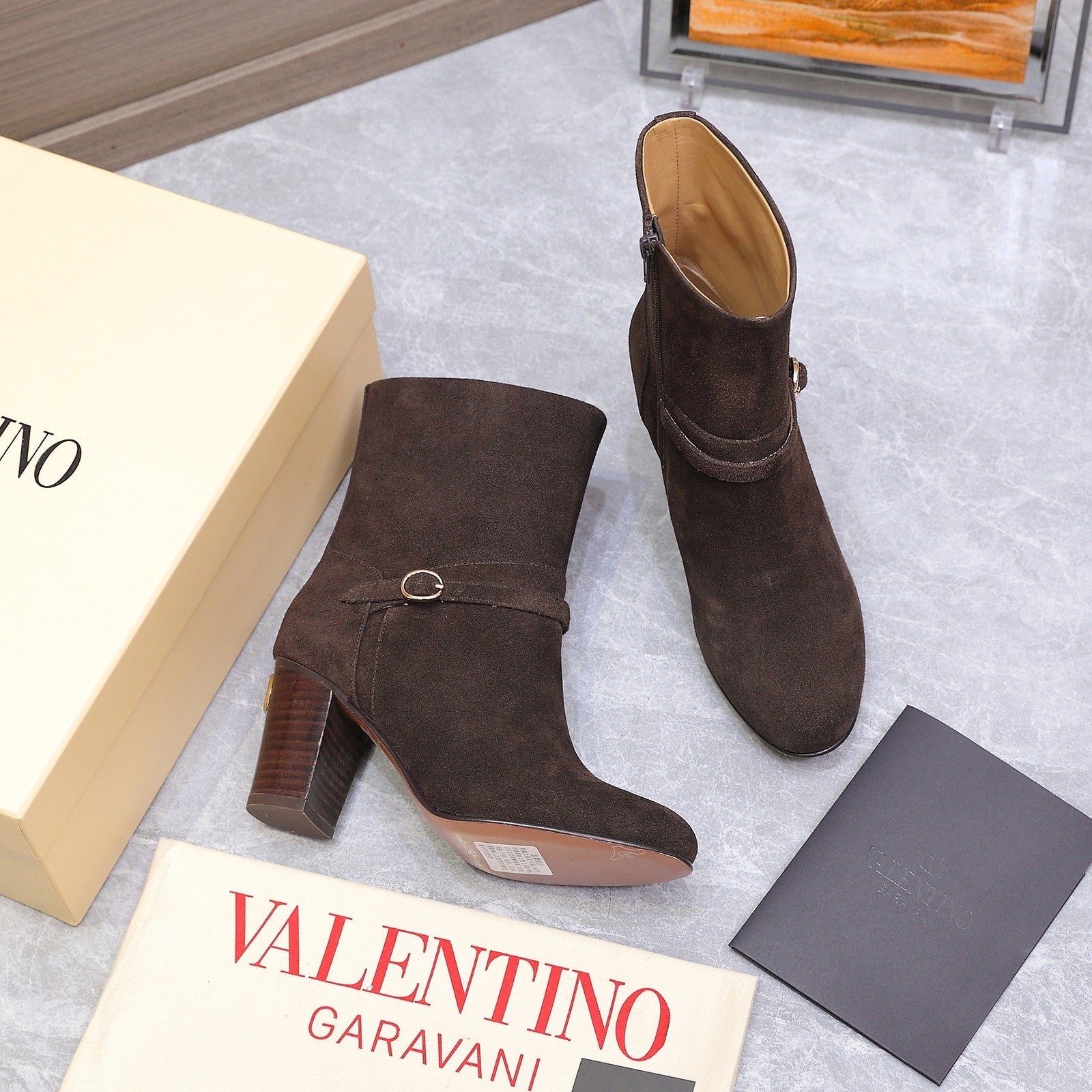Valentino 2025 Heeled Boot Dark Brown Suede 547599
