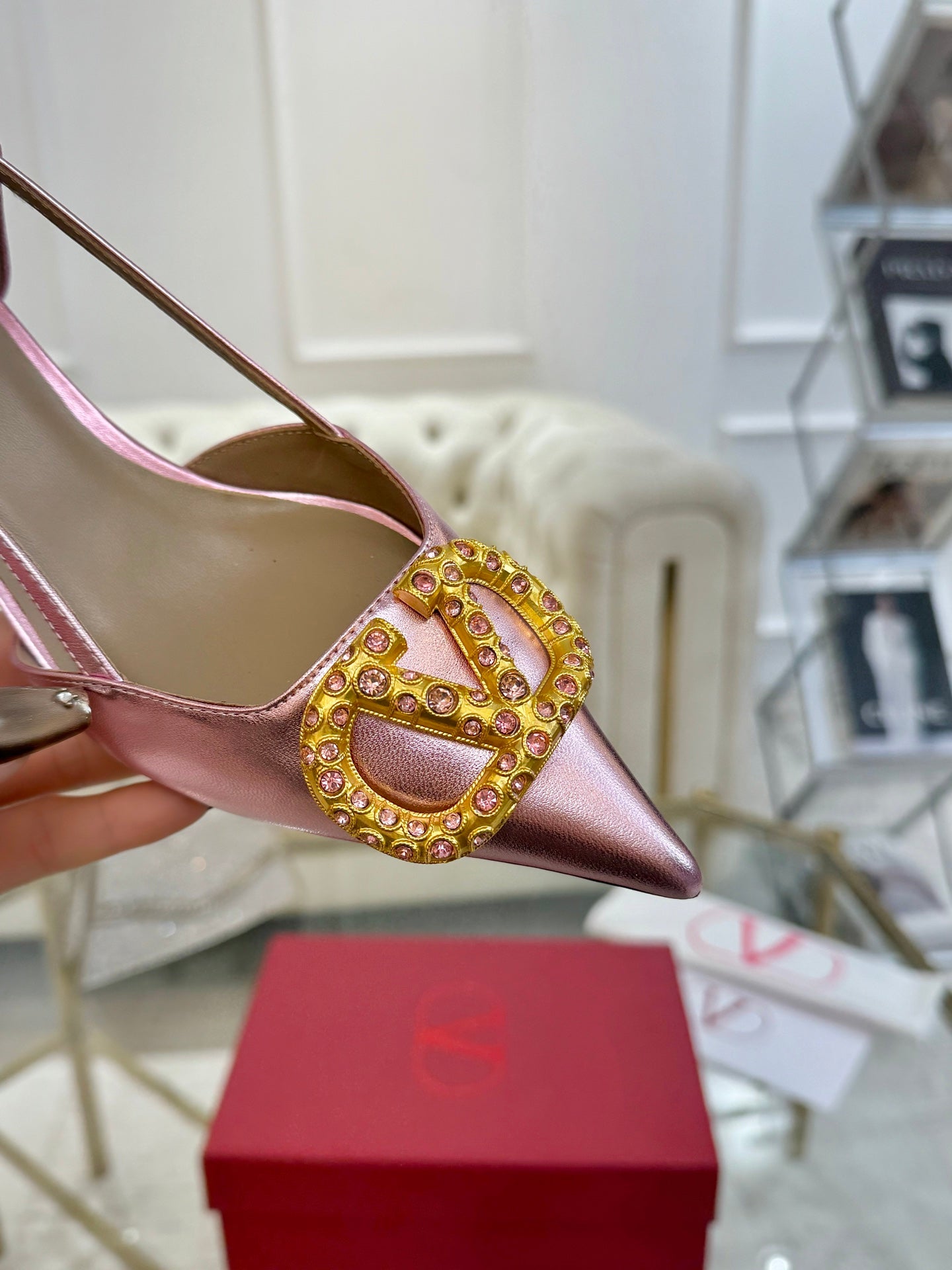 VT Vlogo Signature Pink Slingback Cowhide