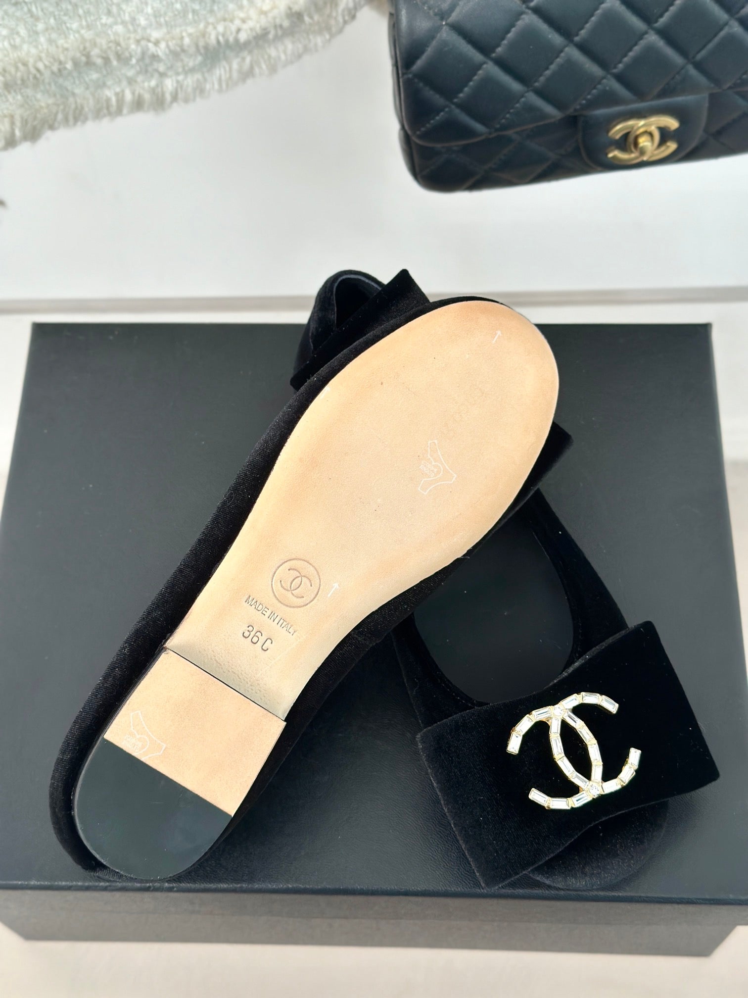 CC Mary Jane Black Velvet Lambskin Lining