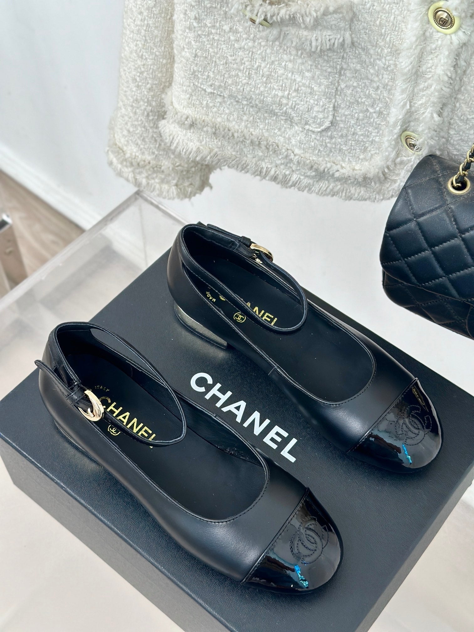 CC Mary Jane Plain Black Round Nose Lambskin