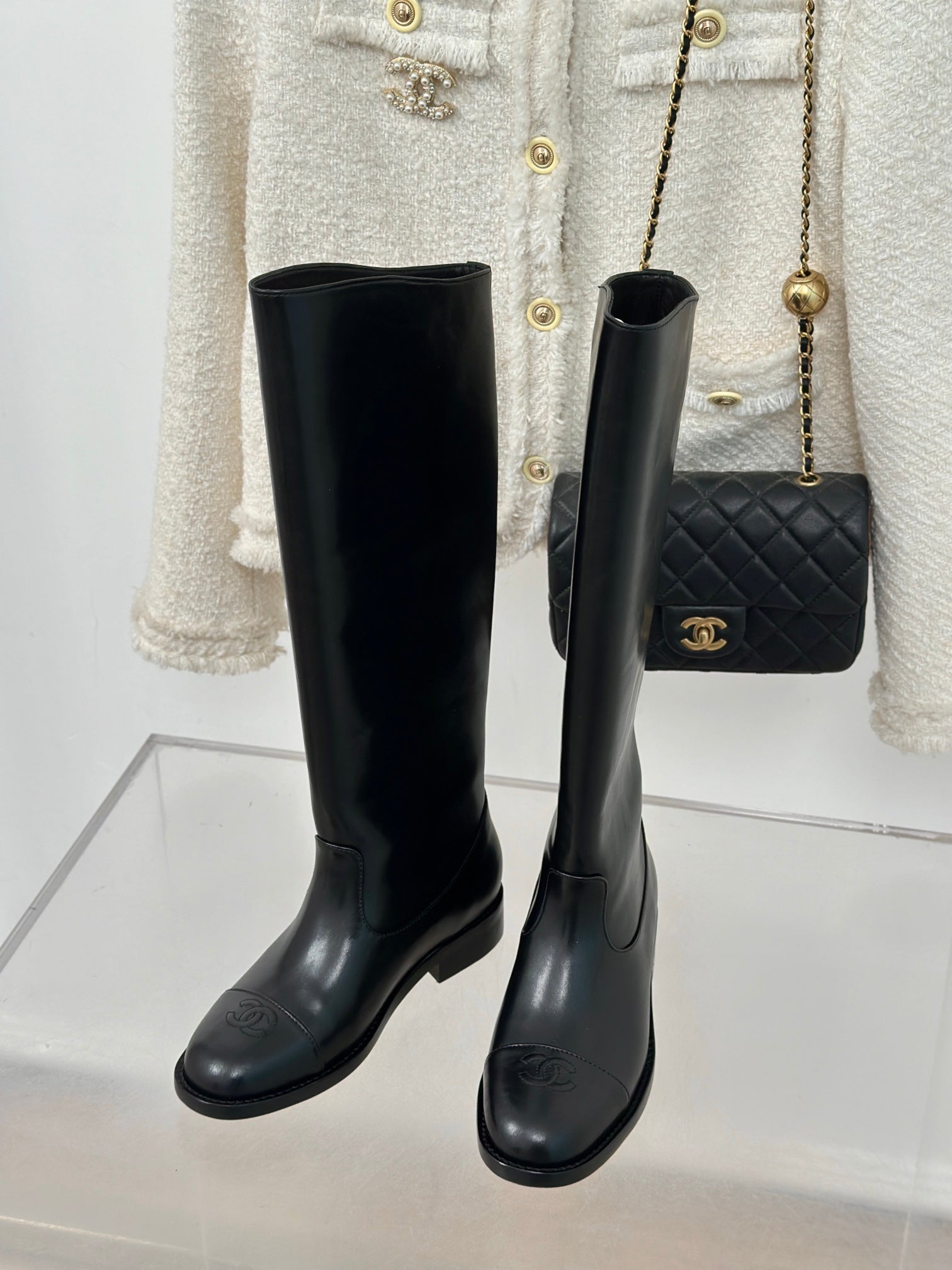 CC High Boots 30mm Black Calfskin