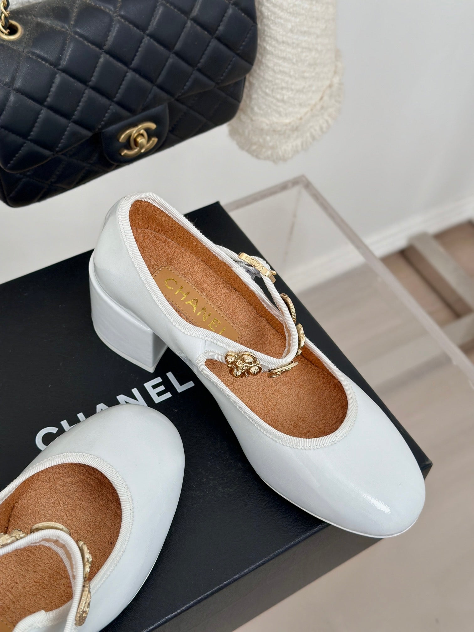 CC High Mary Jane Glossy White Lambskin