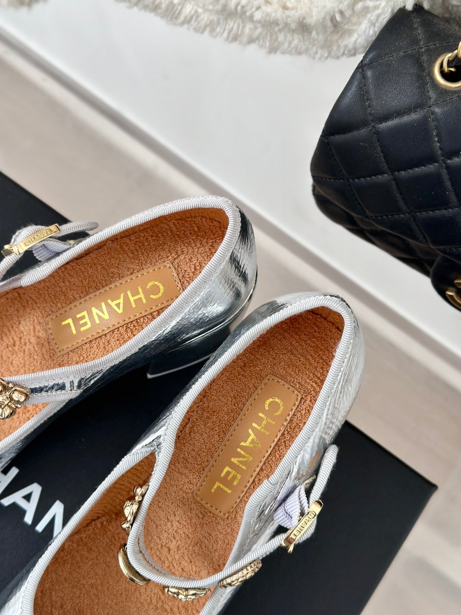 CC High Mary Jane Silver Lambskin Wrinkled