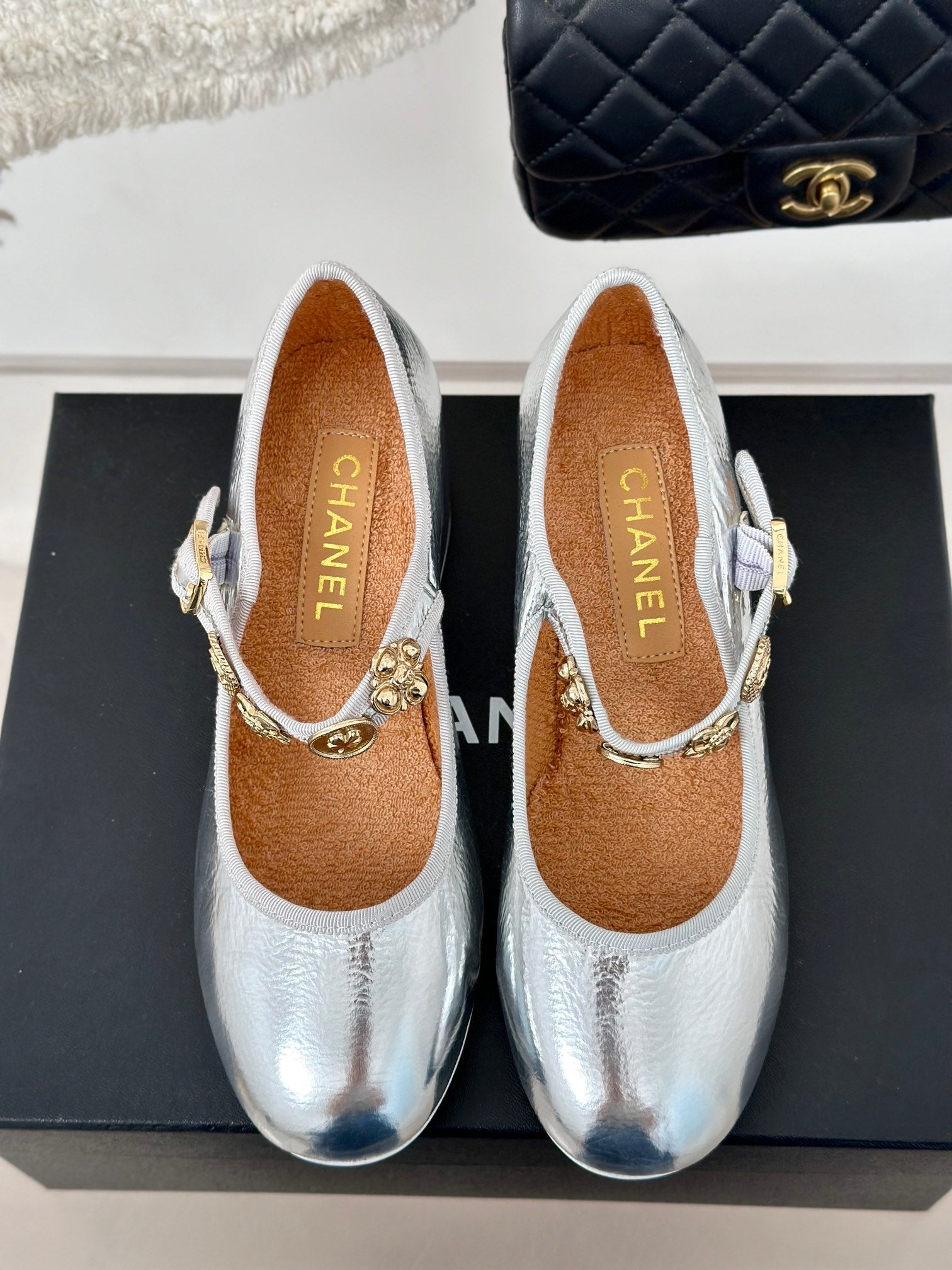 CC High Mary Jane Silver Lambskin Wrinkled