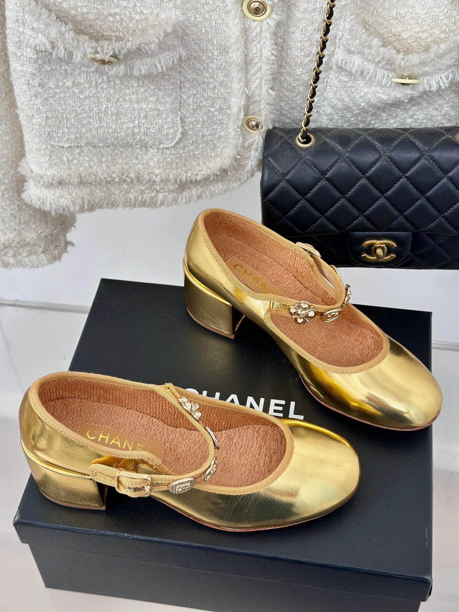 CC High Mary Jane Gold Lambskin