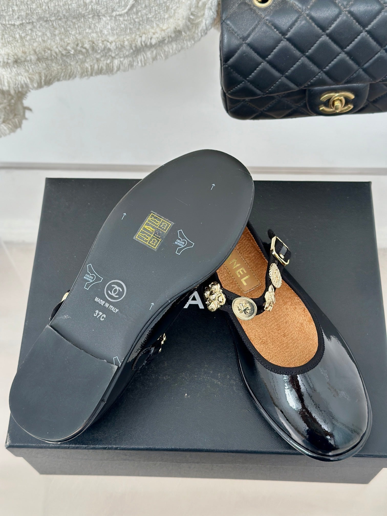 CC Mary Jane Glossy Black Cowhide And Lambskin