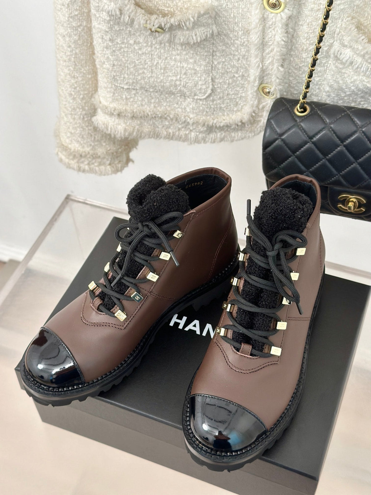 Chanel 2026 Lace-Up Combat Boots Leather Wool 188626