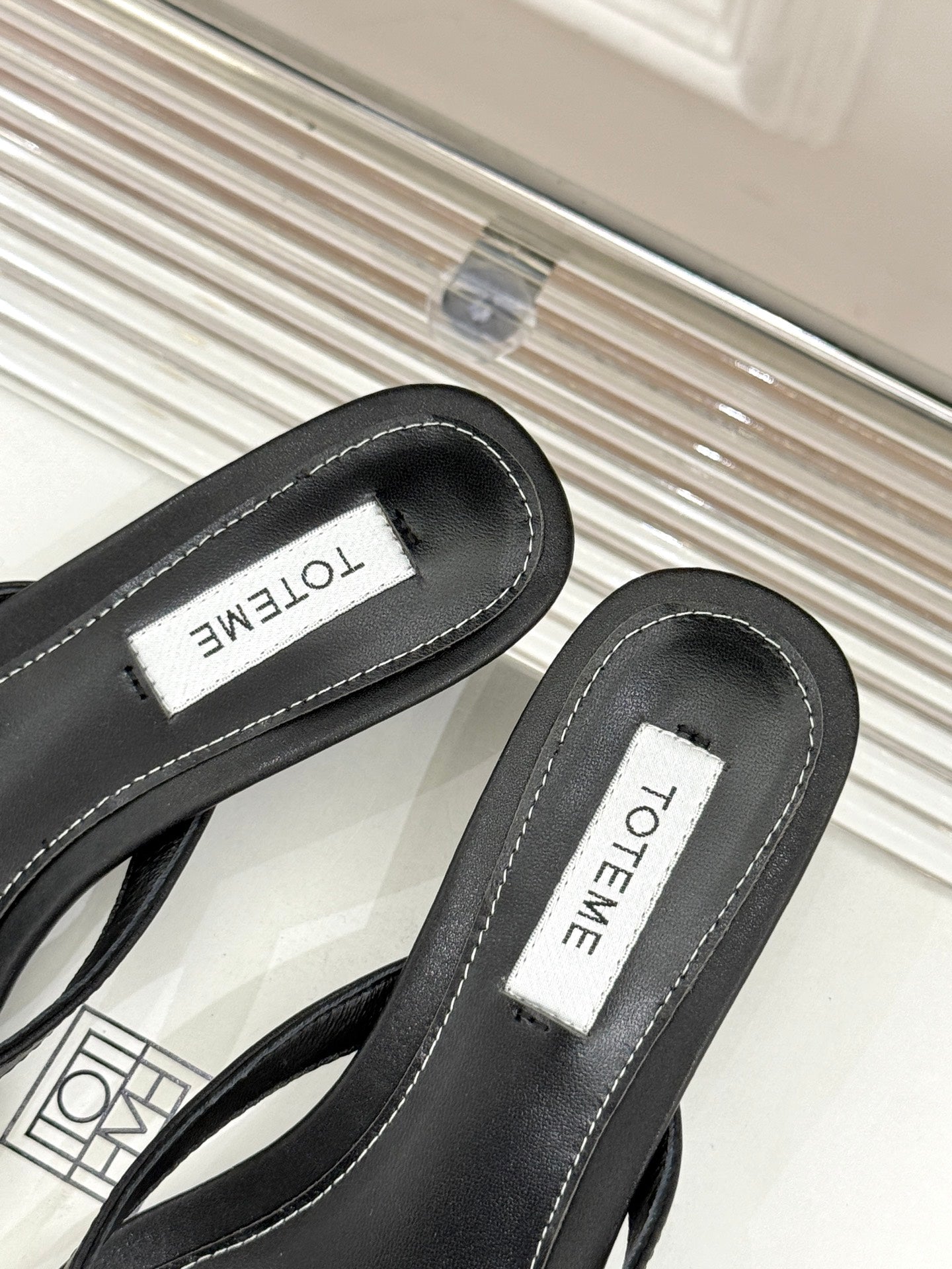 Toteme Thong Sandal Black Leather