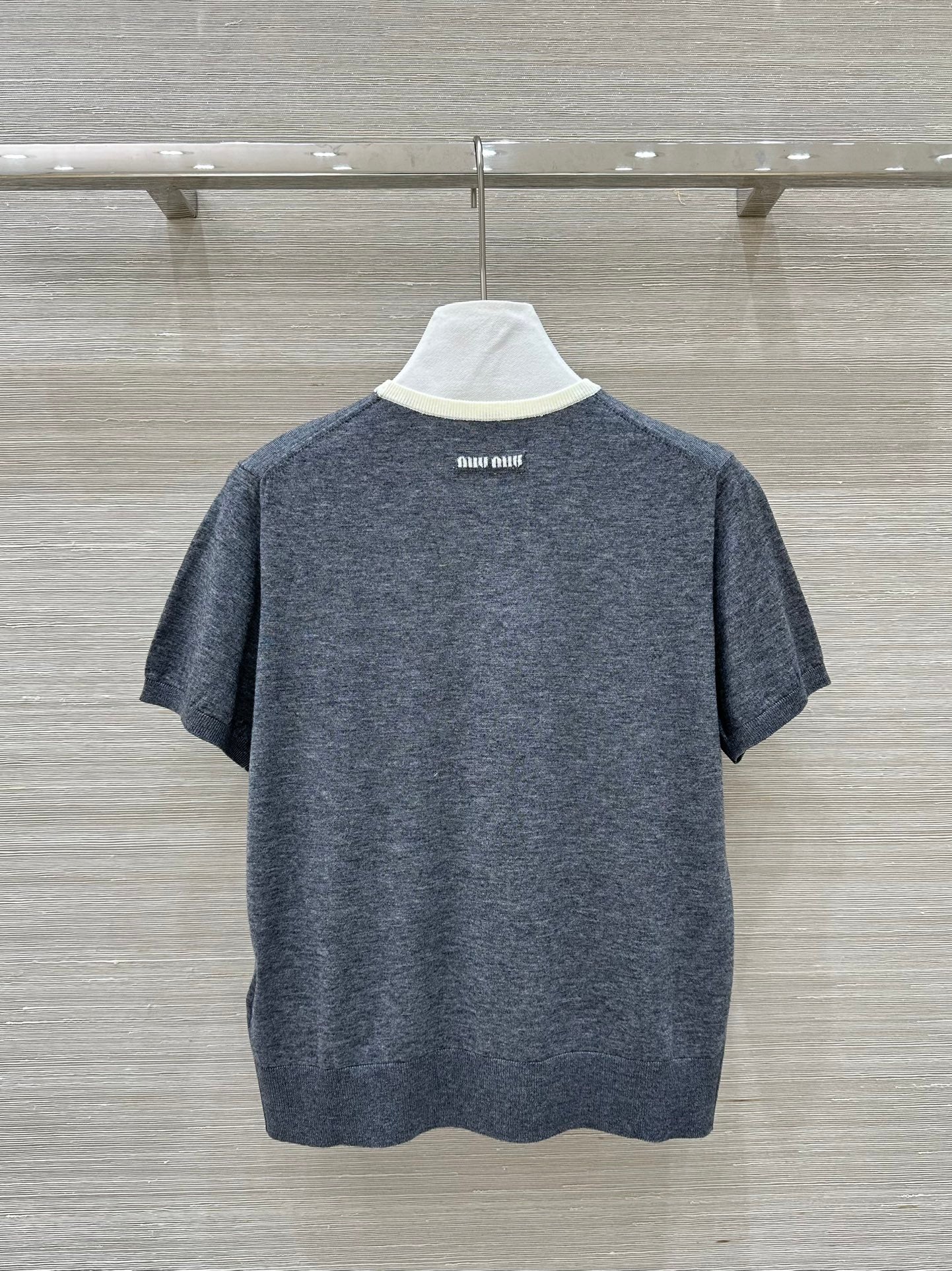 Miu Miu 25 Short-sleeve Top Gray Wool