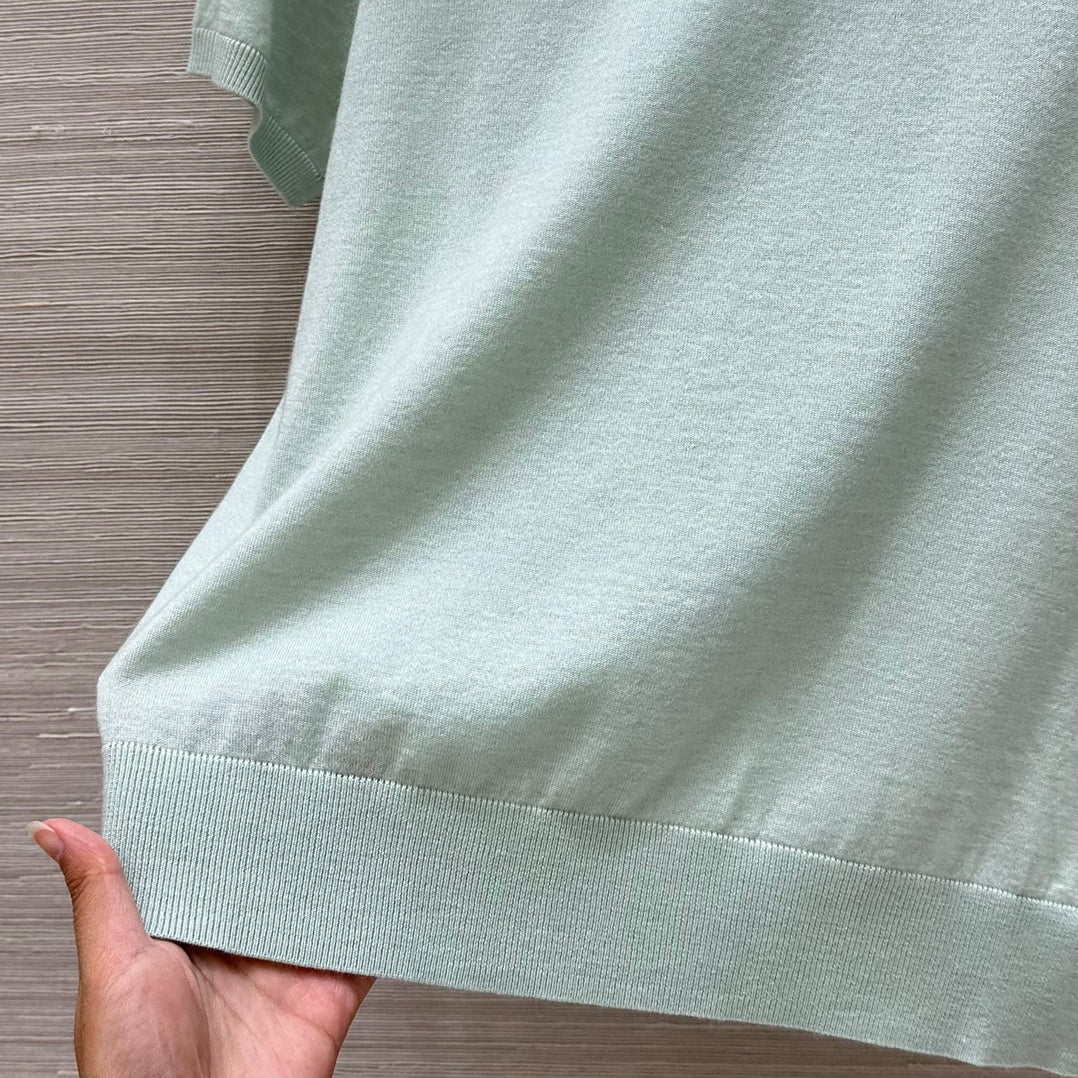 Miu Miu 25 Short-sleeve Top Mint Green Wool