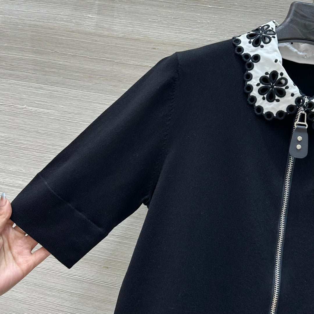 LV 25 Flower T Shirt Black Cotton