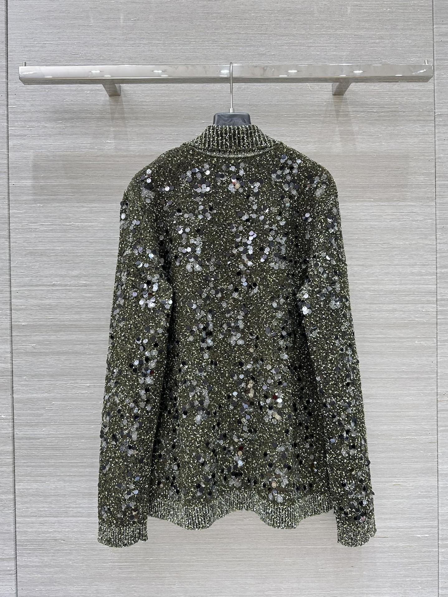 Gucci 25 Knitted Polo Long-sleeved Top Green Gray Wool