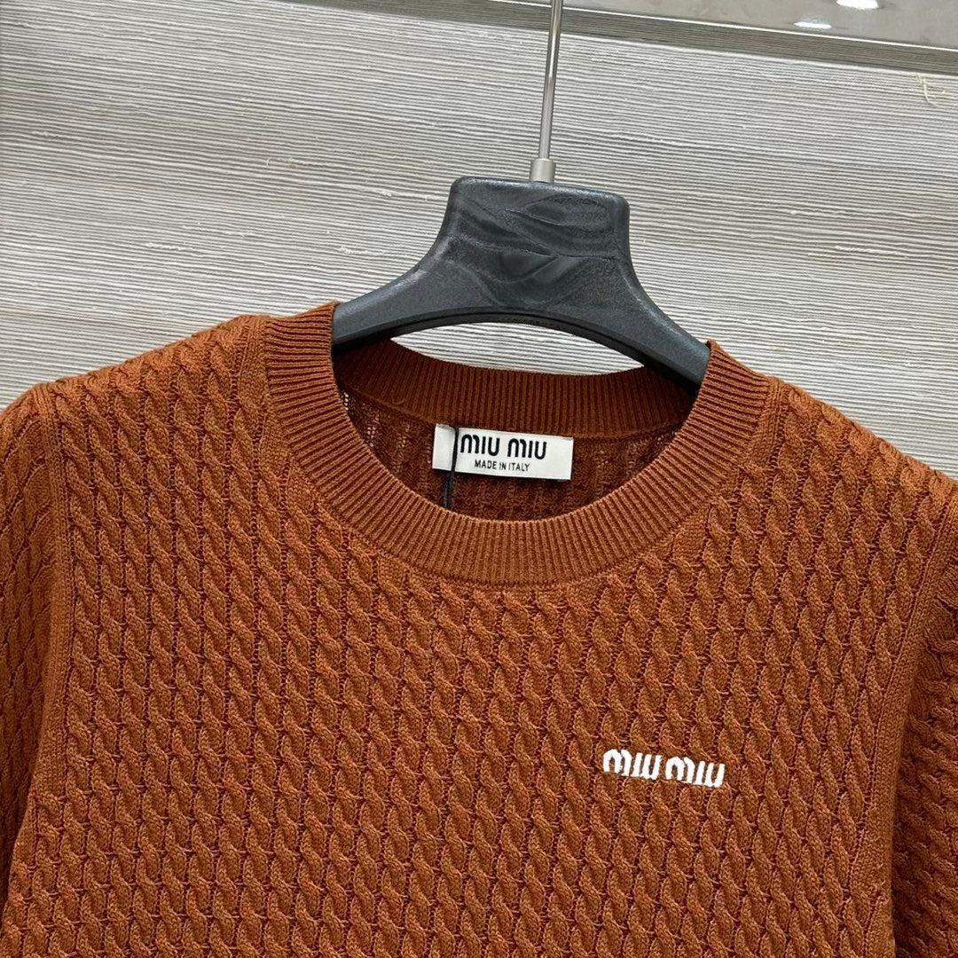 Miu Miu 25 Knitted Top Brown Wool