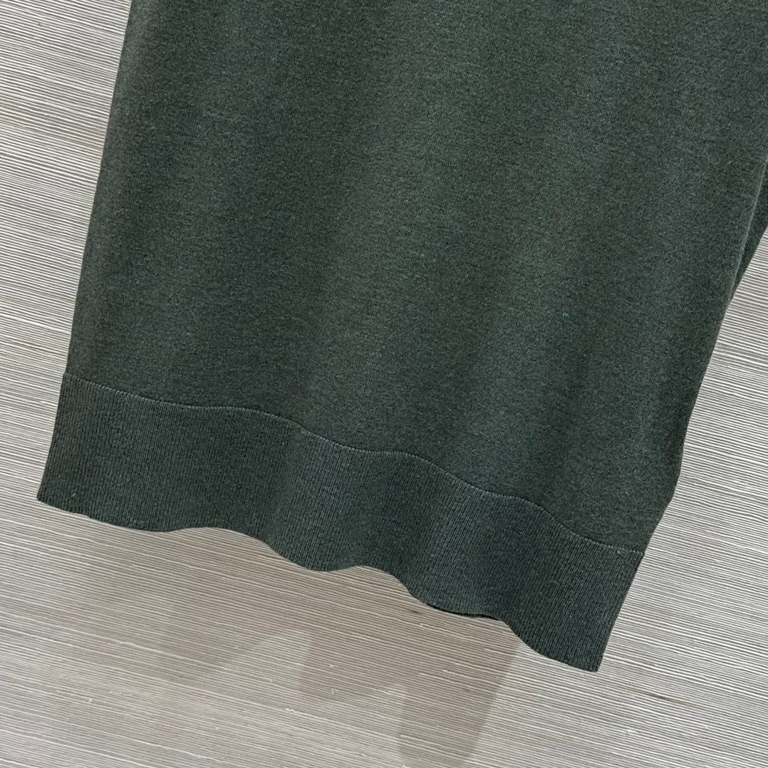 Gucci 2025 Logo Embroidered Knitted Vest Top Green Wool