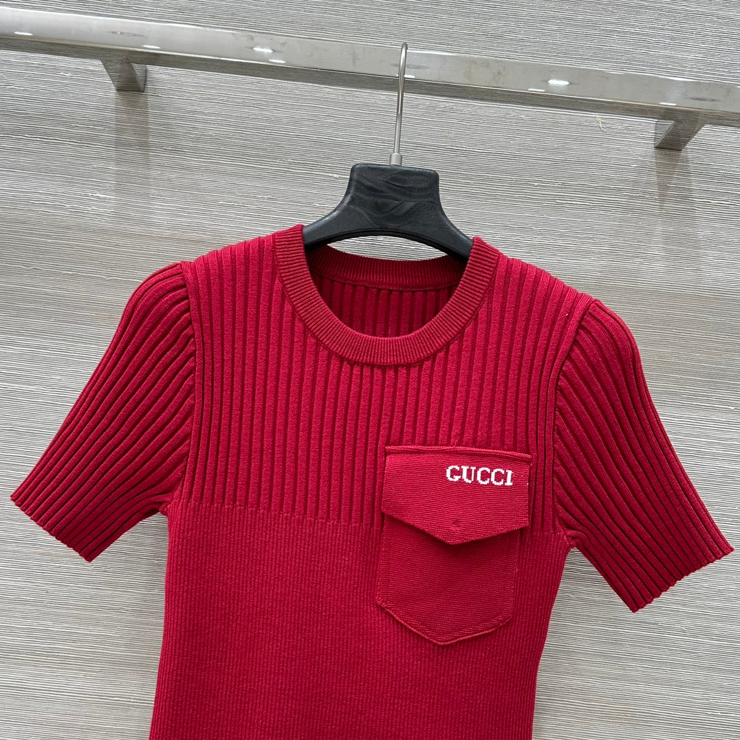 Gucci 25 Knitted Top Red Viscose
