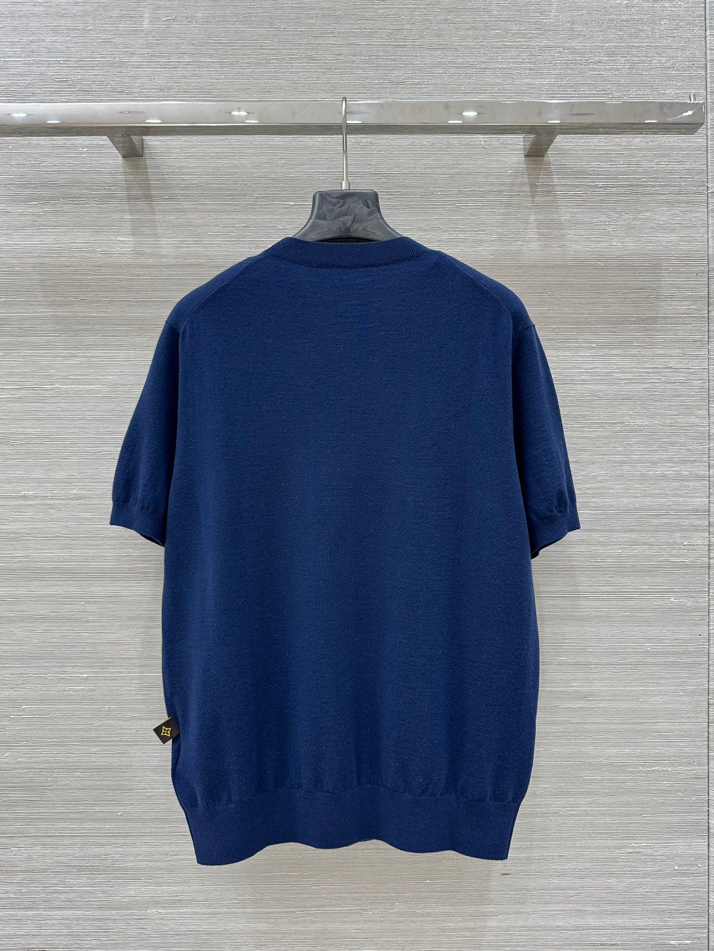 LV 25 Button Rope Jacquard Knitted T-Shirt Blue Wool Polyester