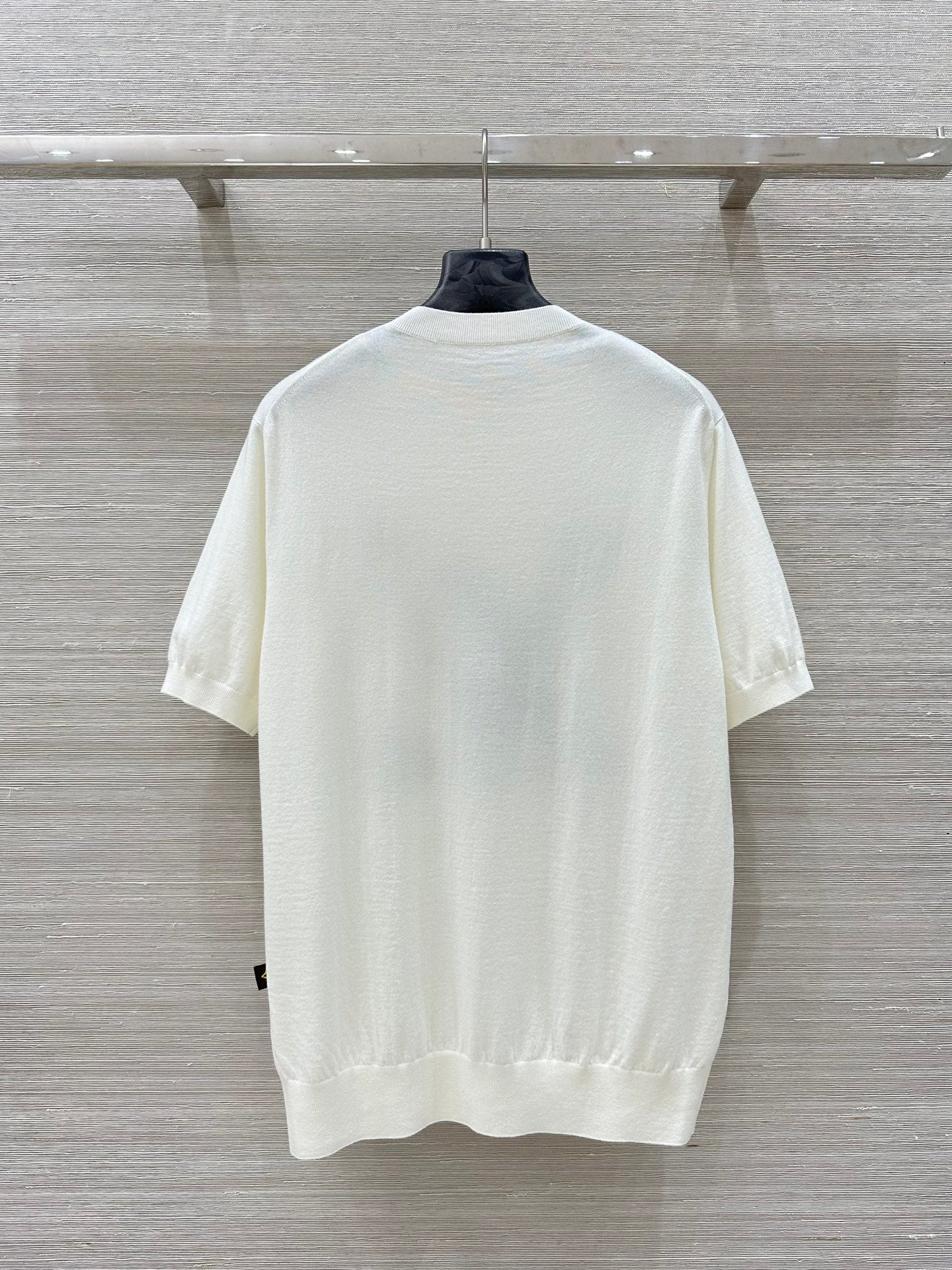 LV 25 Button Rope Jacquard Knitted T-Shirt White Wool Polyester