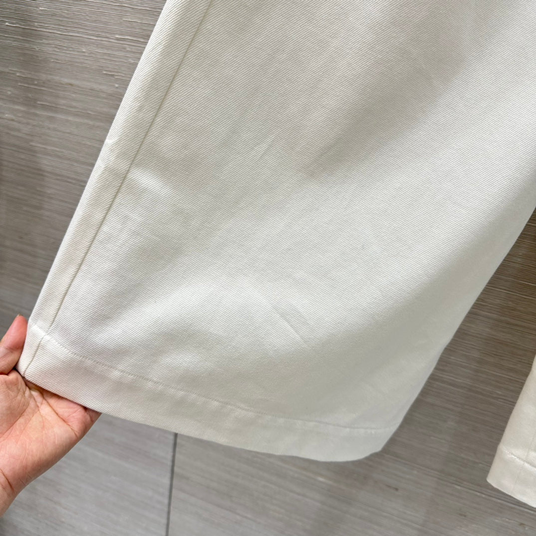 Loewe 25 Denim Wide-leg Cropped Pants White Cotton